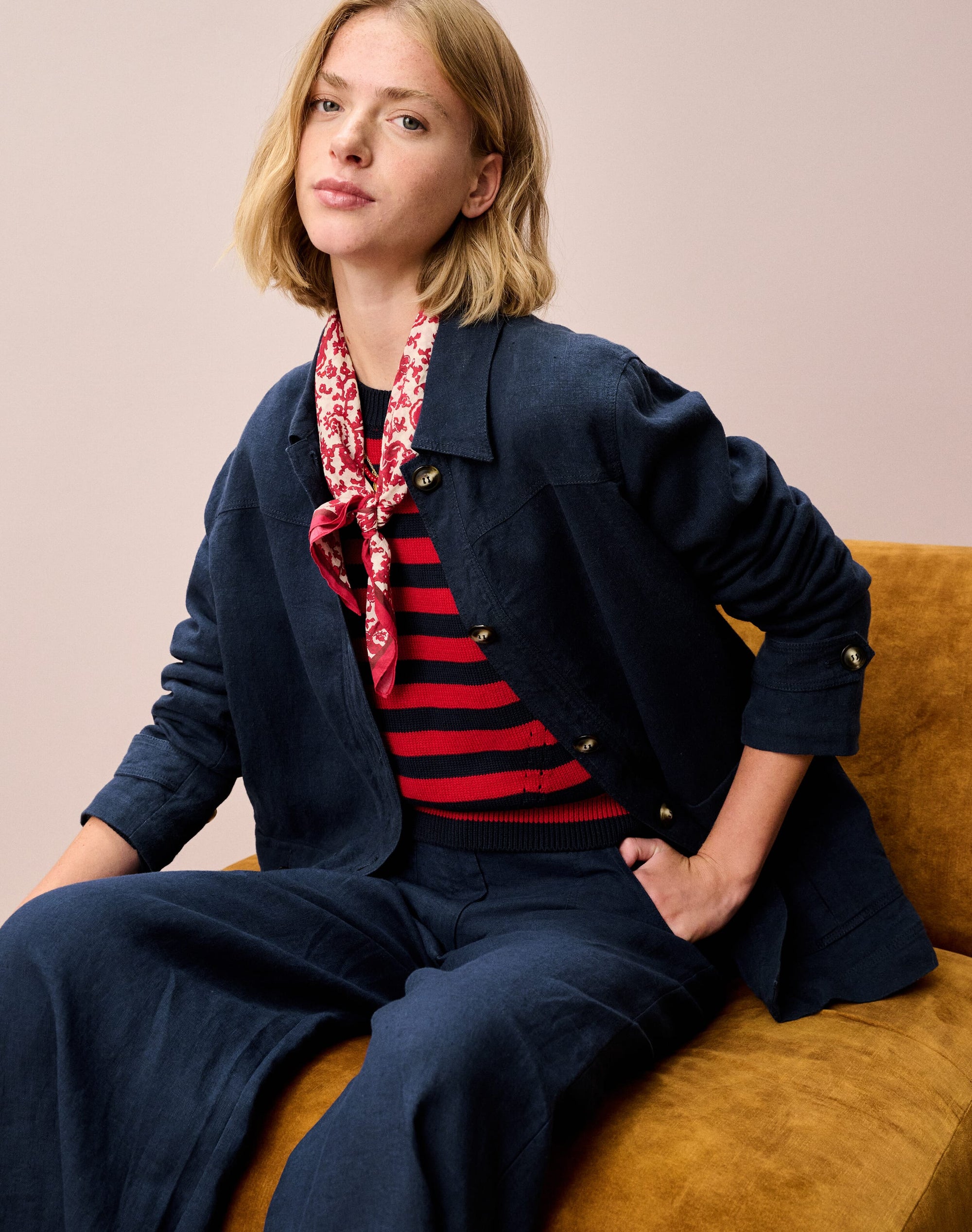 Washed Linen Workwear Jacket