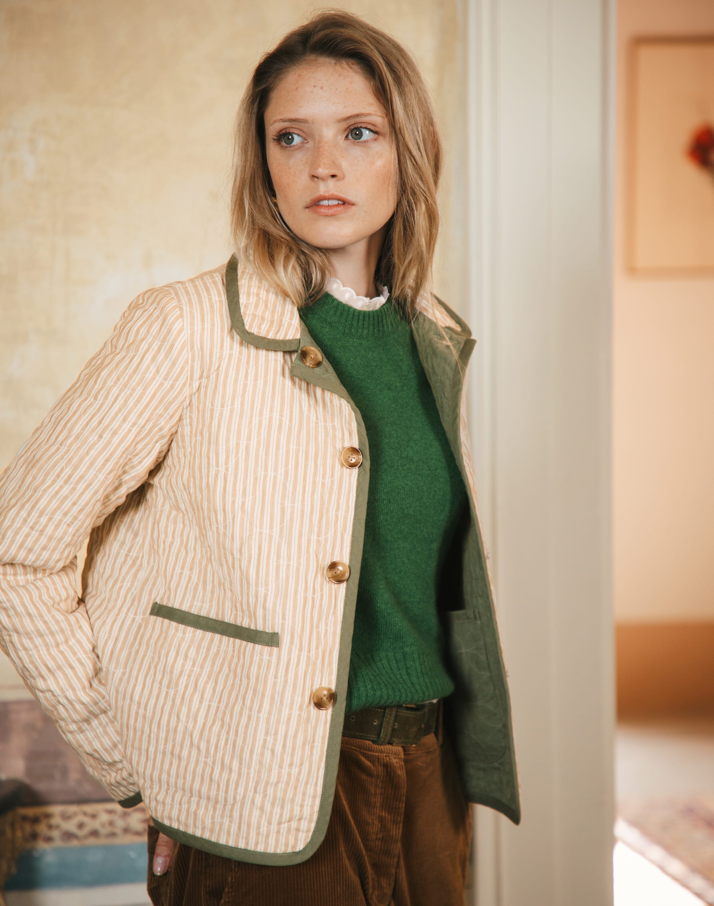 Reversible Cotton Cord & Stripe Jacket