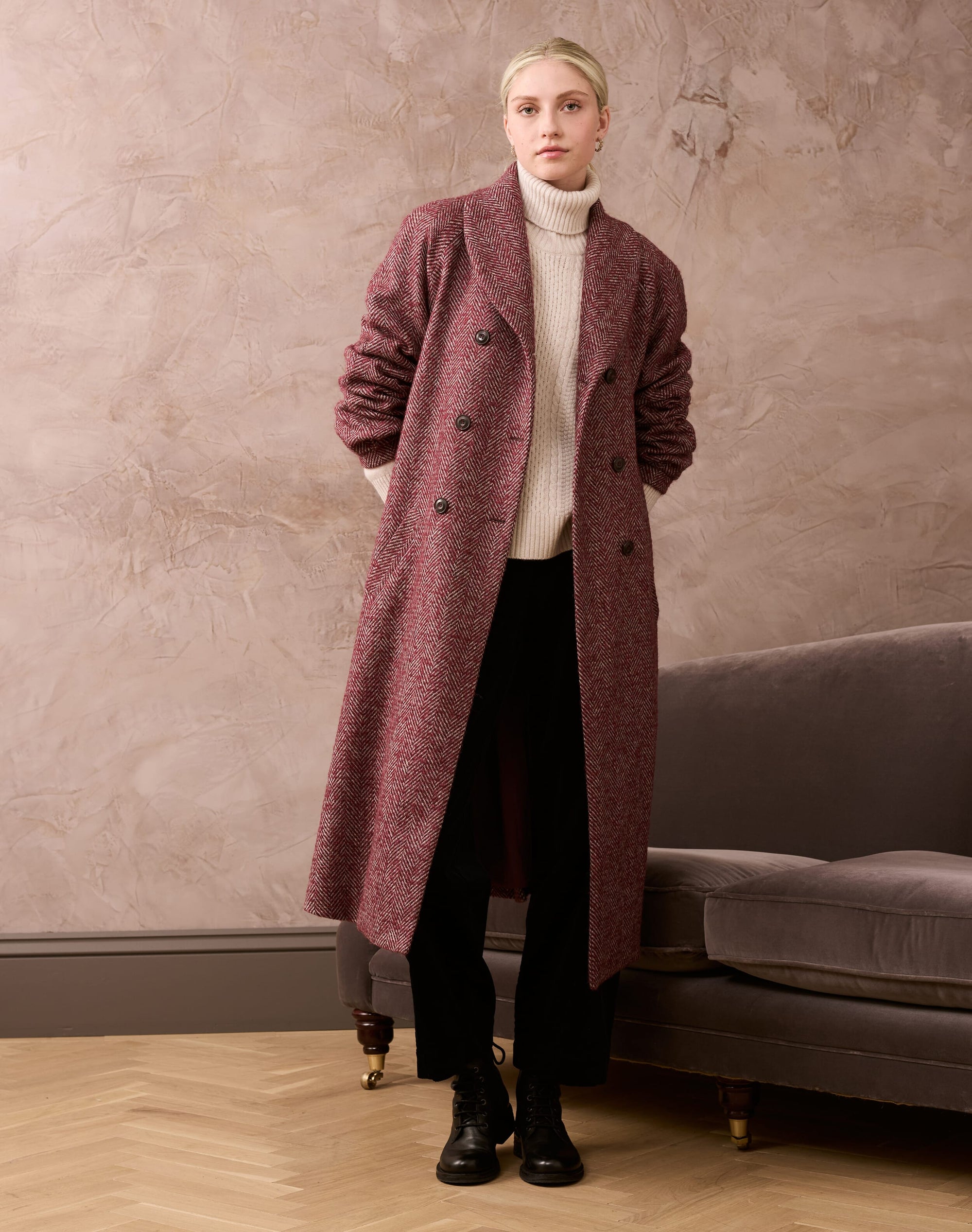 Herringbone Wool Coat