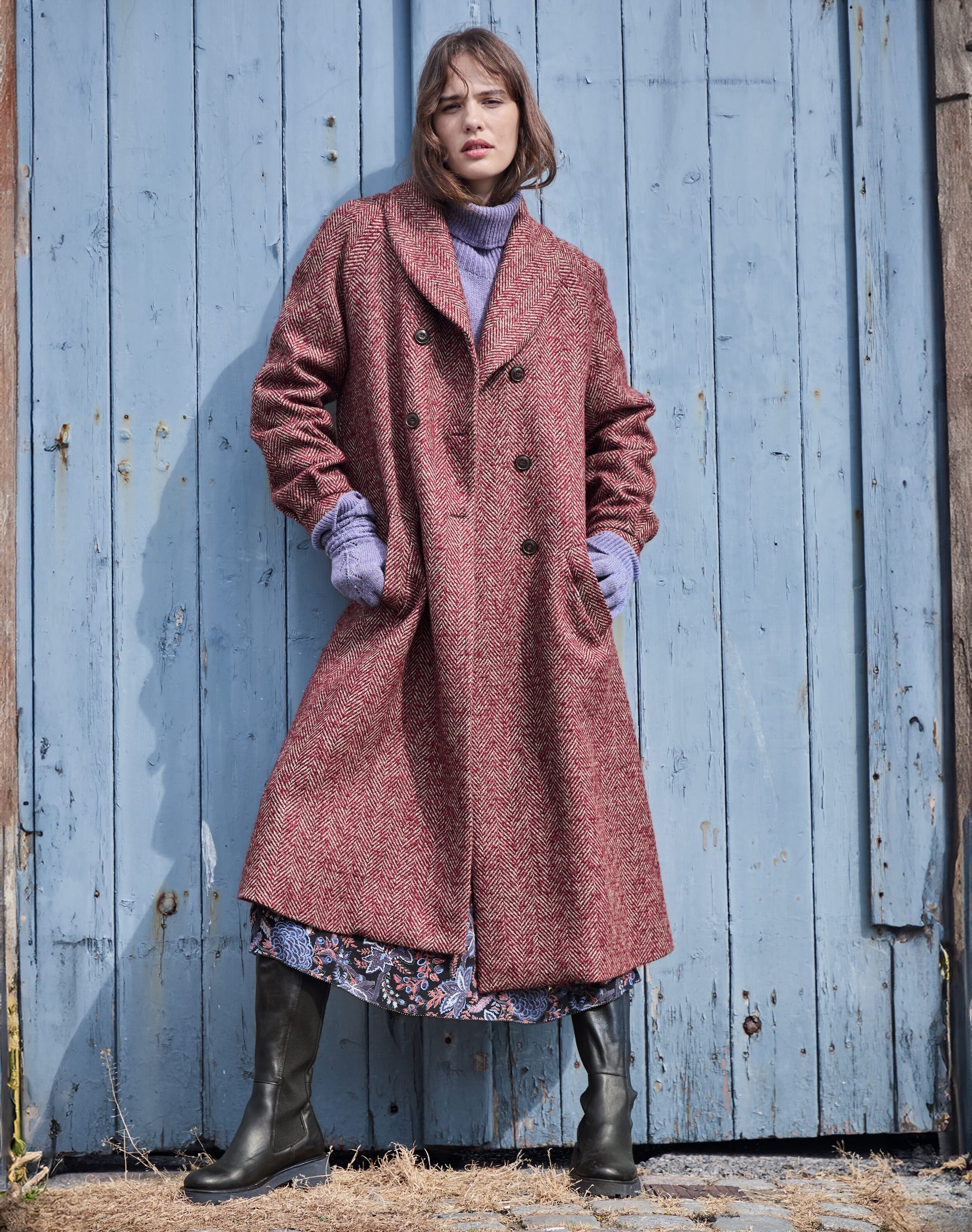 Herringbone Wool Coat
