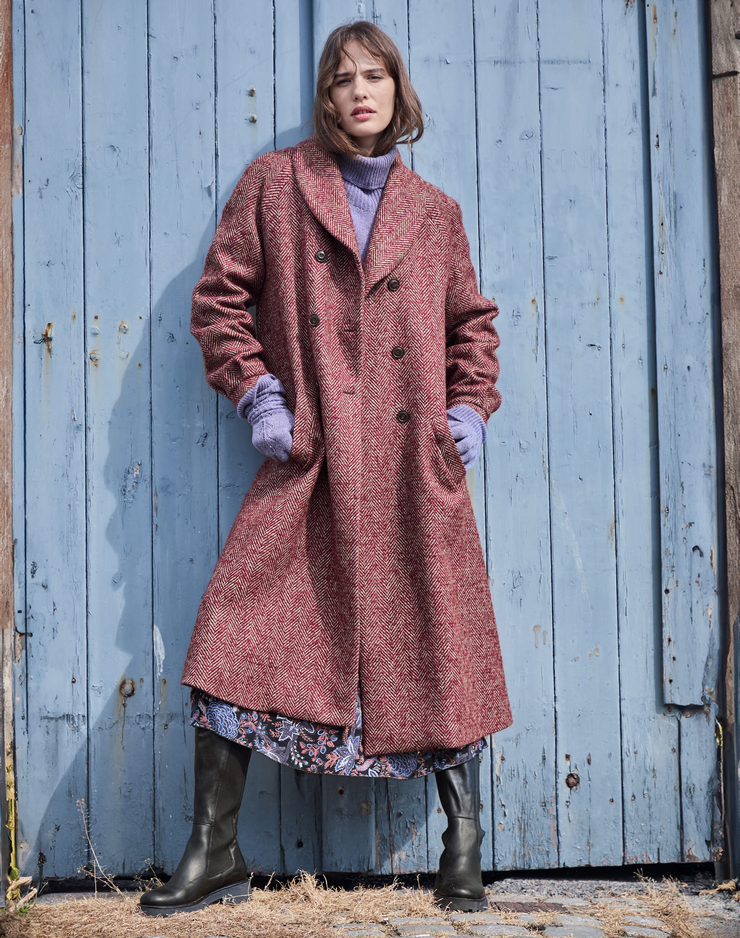 Herringbone Wool Coat