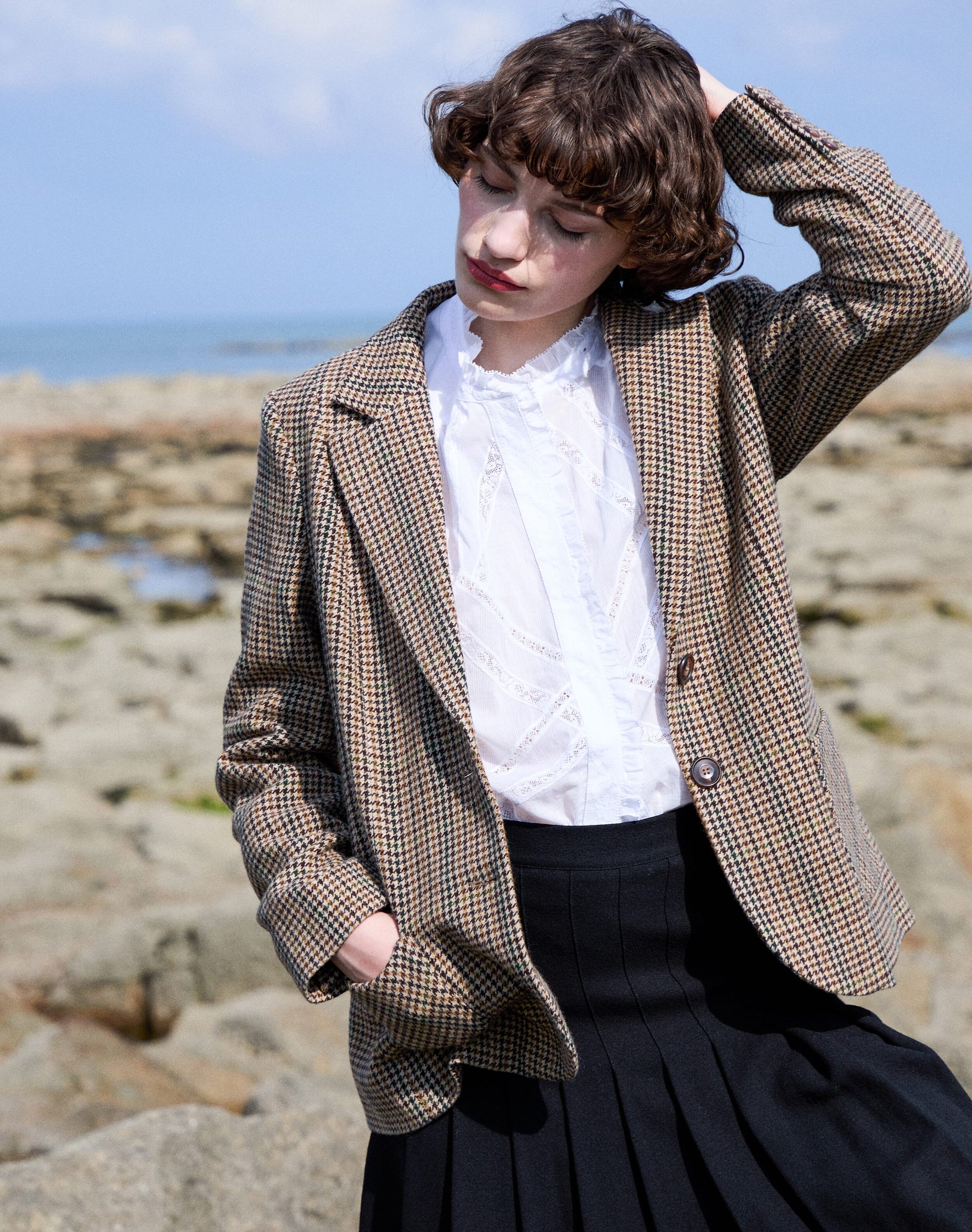 Houndstooth Wool Blazer