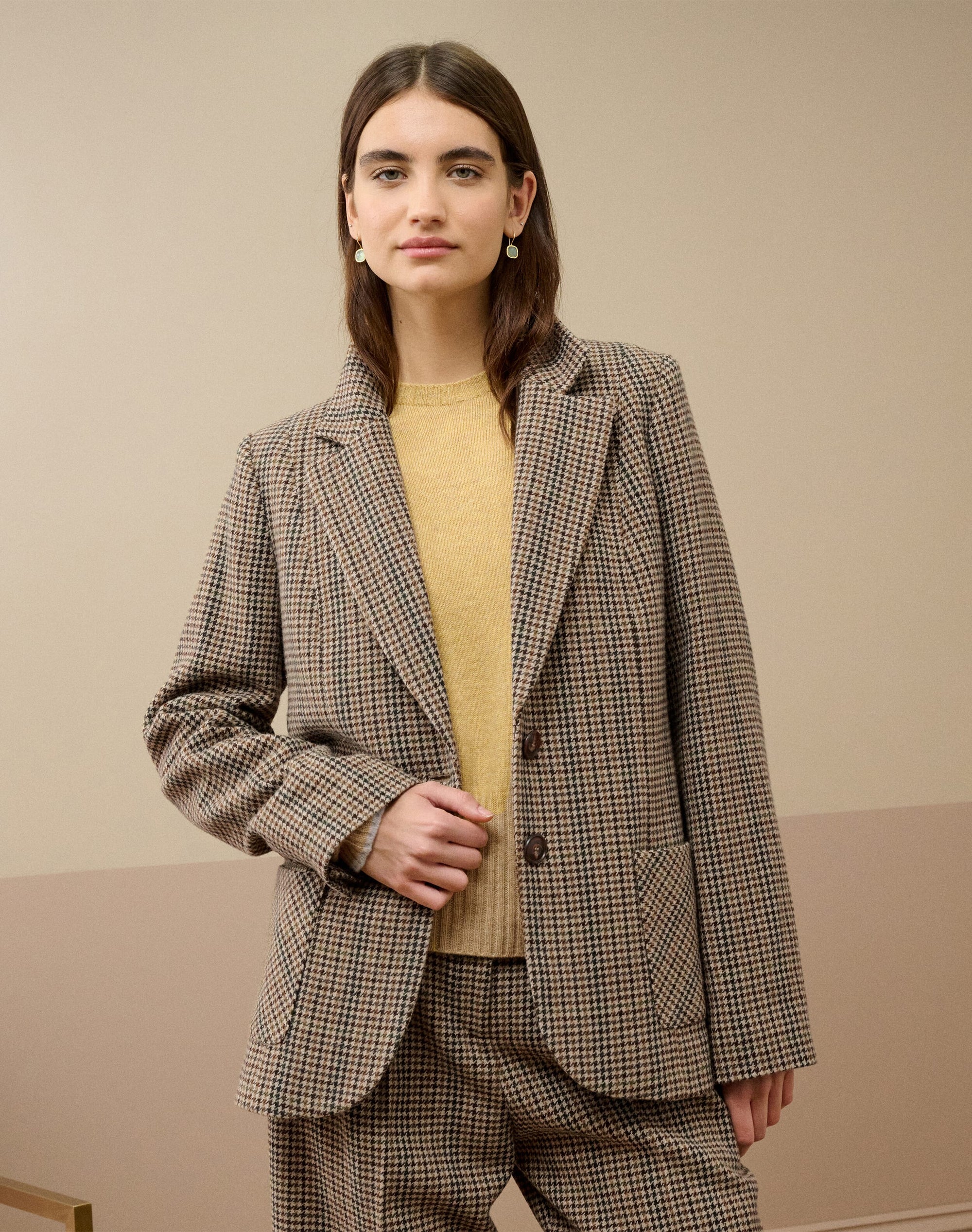 Houndstooth Wool Blazer
