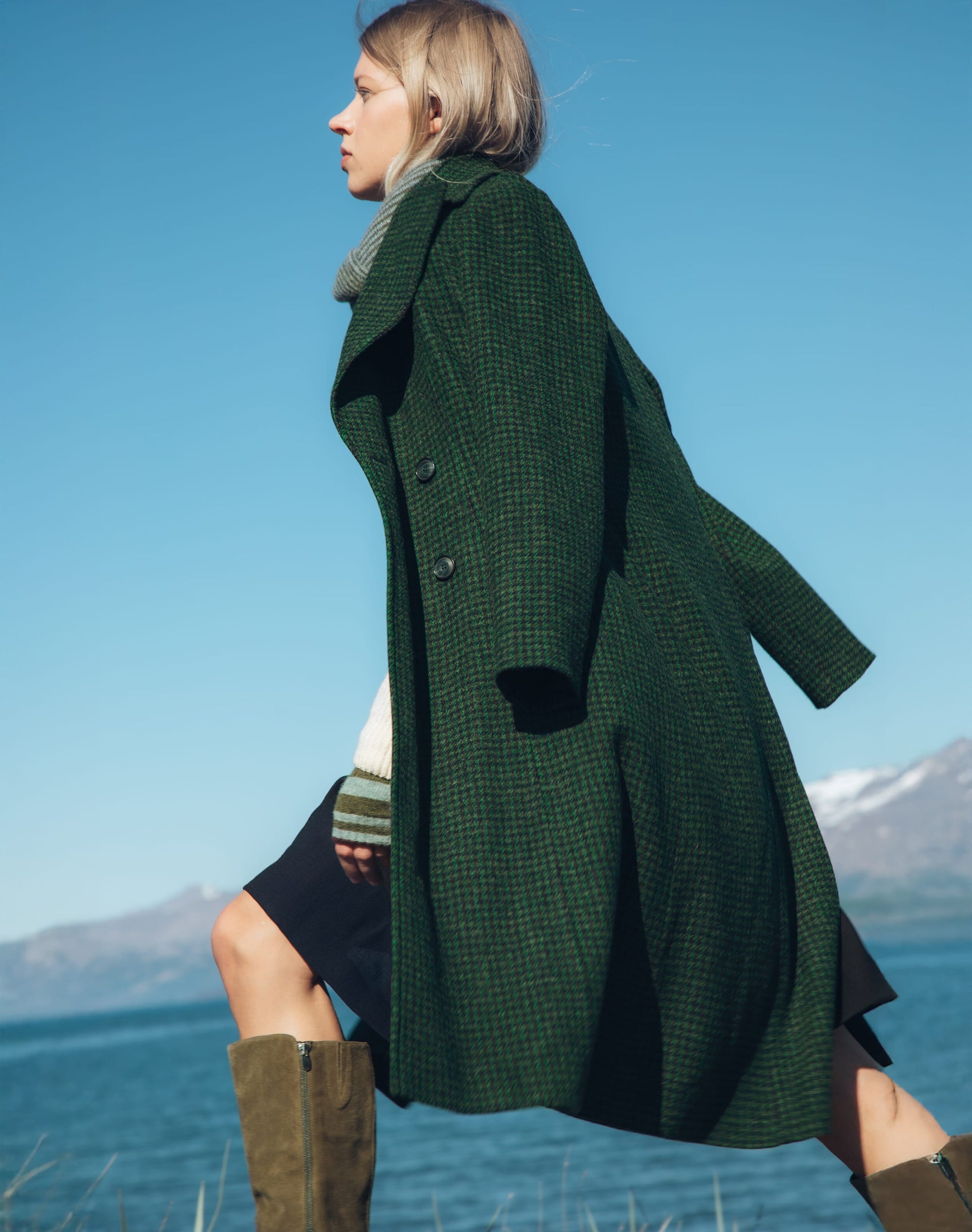Houndstooth Wool Coat