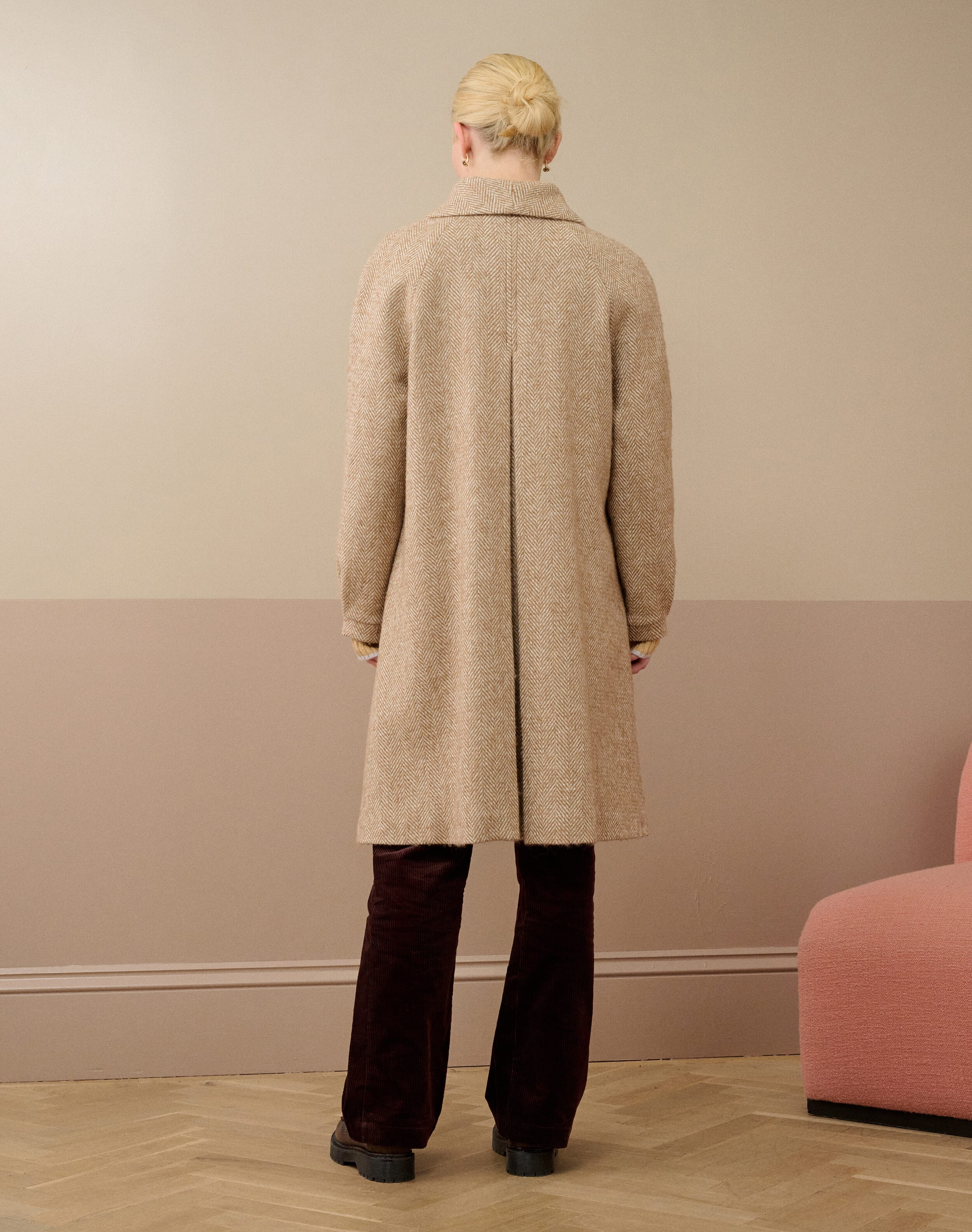 Herringbone Wool Swing Coat