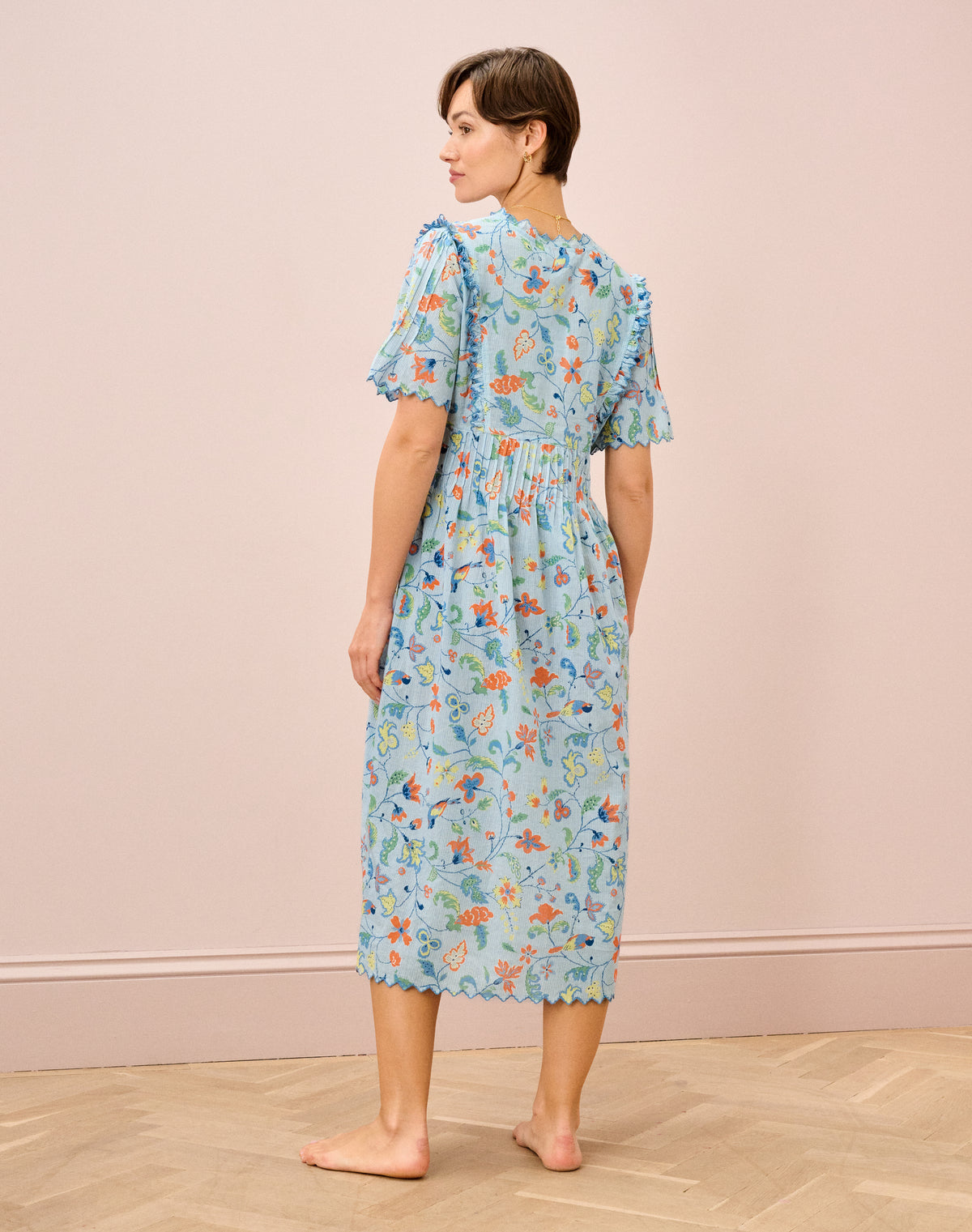 Cotton Stripe Botanical Print Nighty