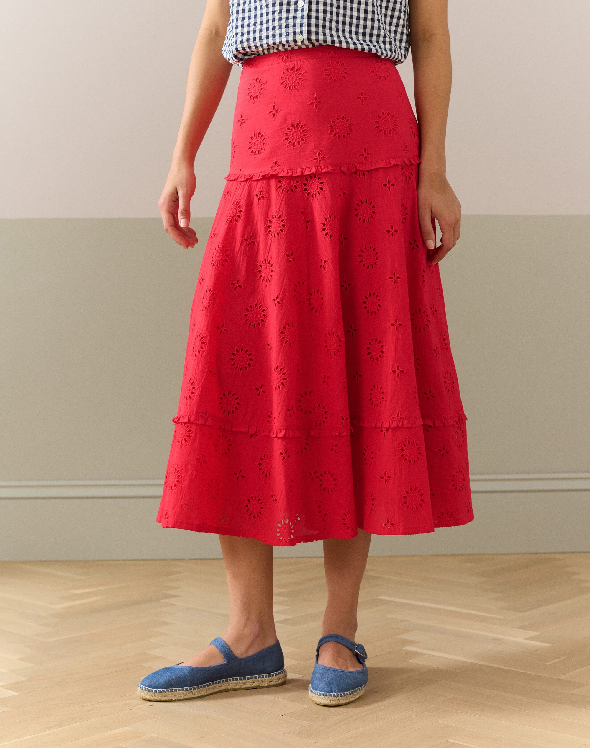 Cotton Broderie Anglaise Frill Skirt