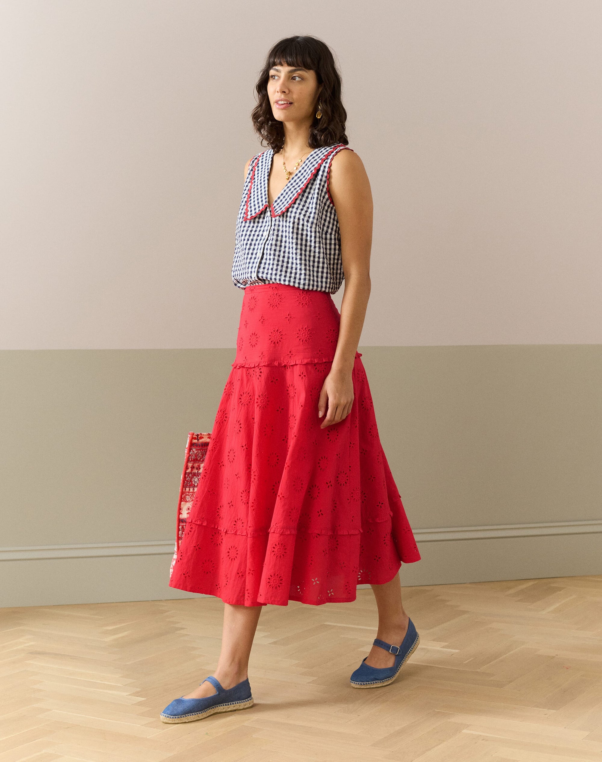 Cotton Broderie Anglaise Frill Skirt