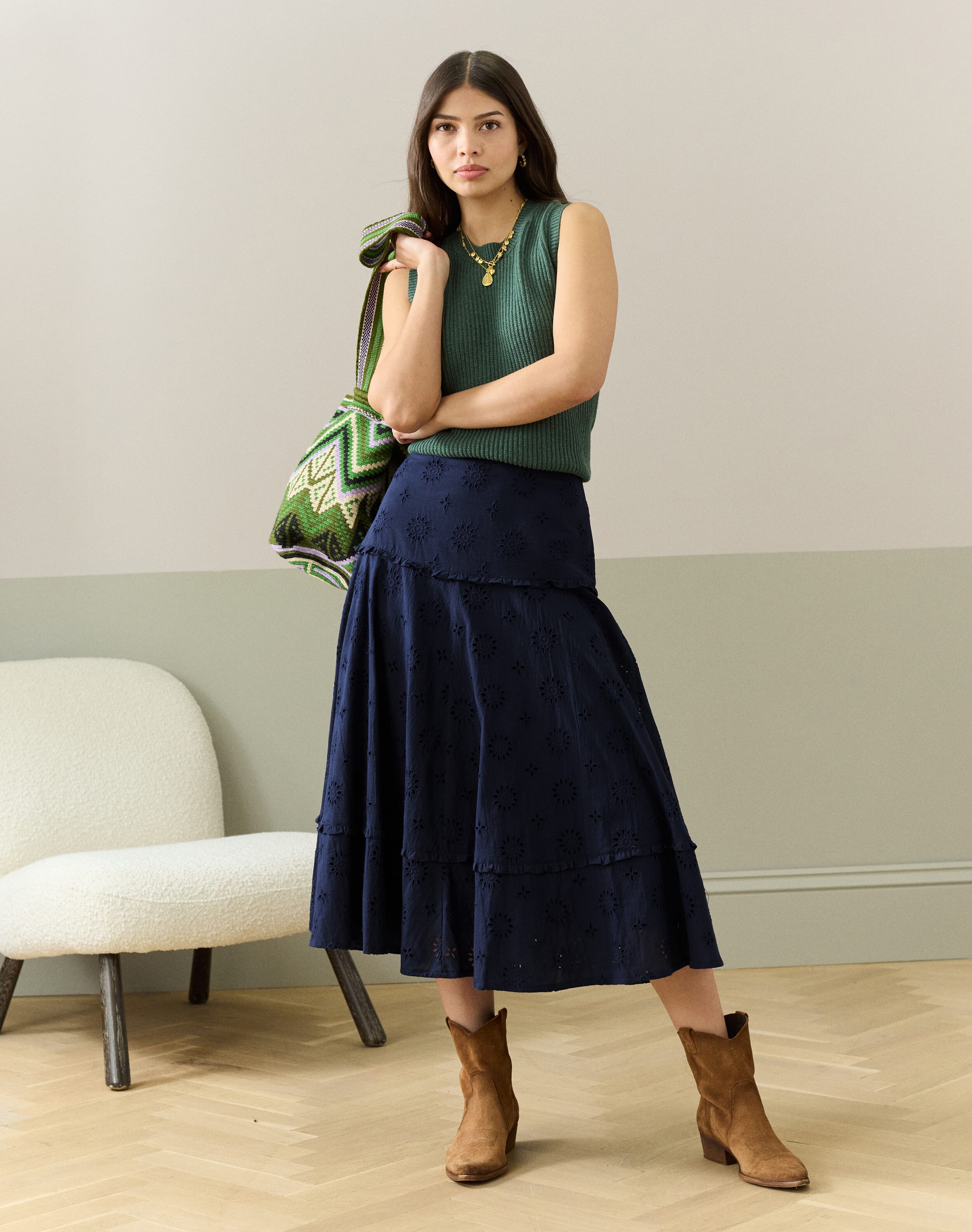 Cotton Broderie Anglaise Frill Skirt