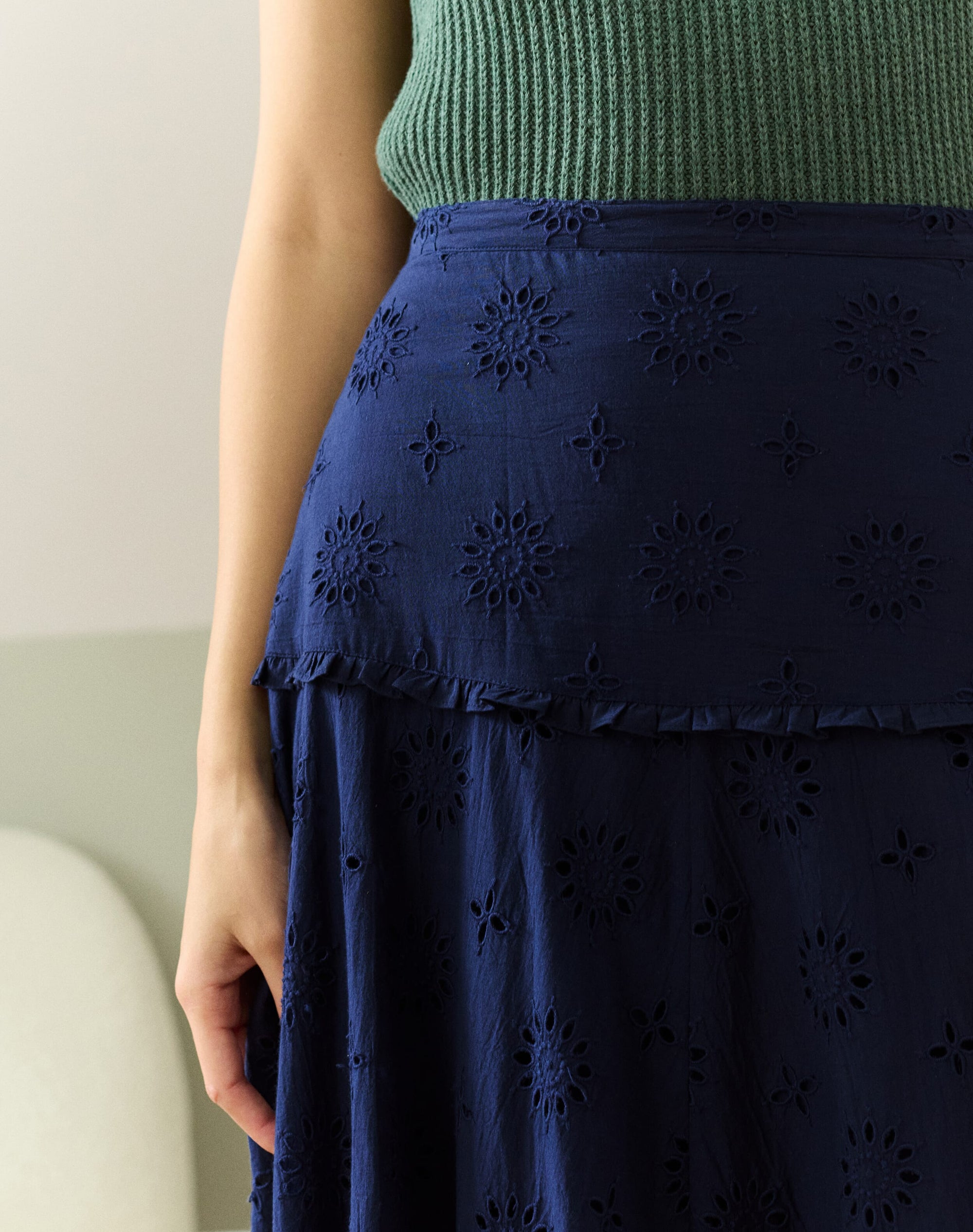 Cotton Broderie Anglaise Frill Skirt