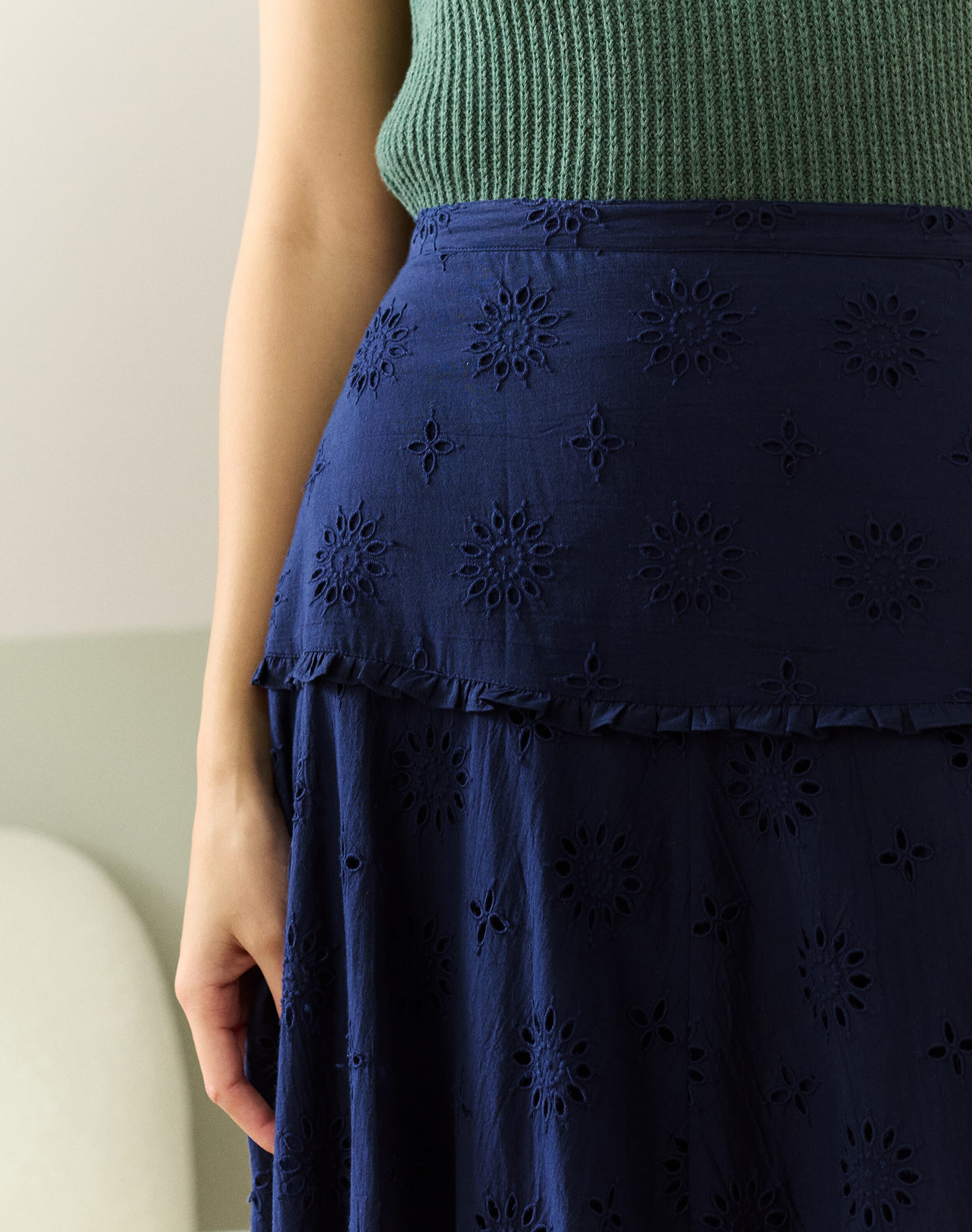 Cotton Broderie Anglaise Frill Skirt