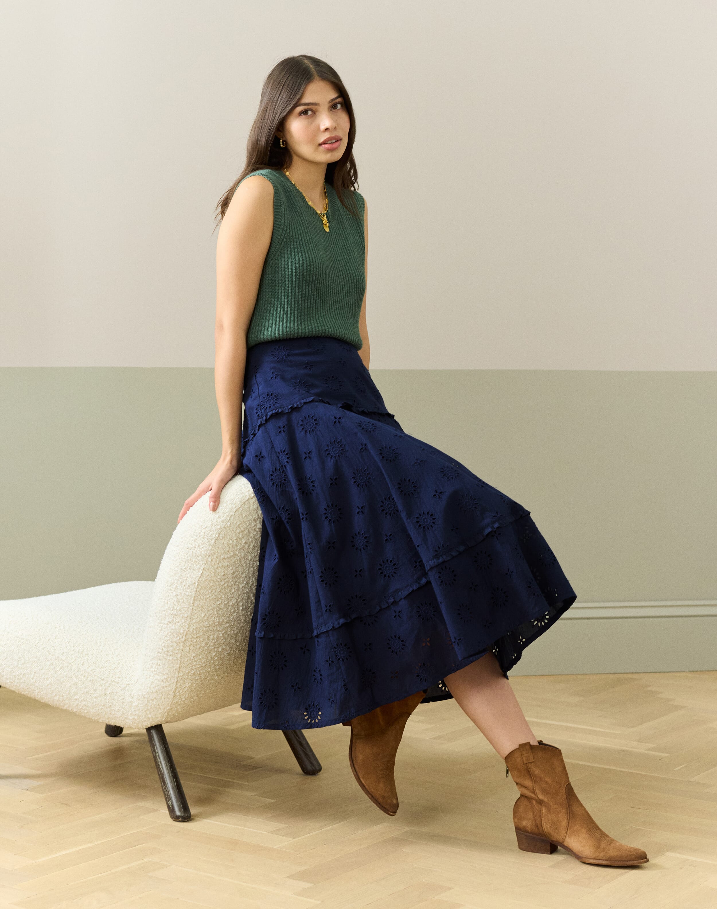 Cotton Broderie Anglaise Frill Skirt