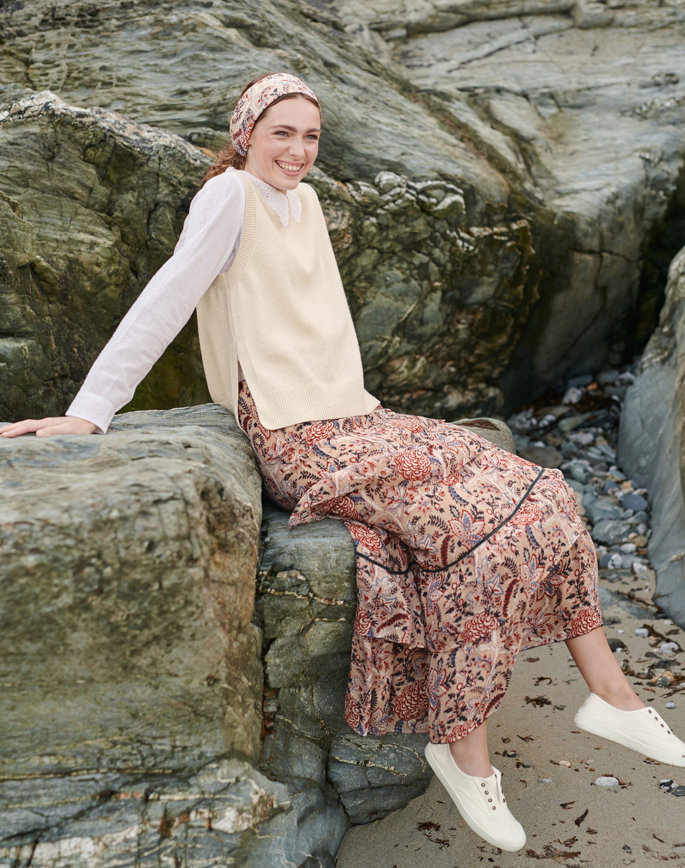 Silk Botanical Print Skirt