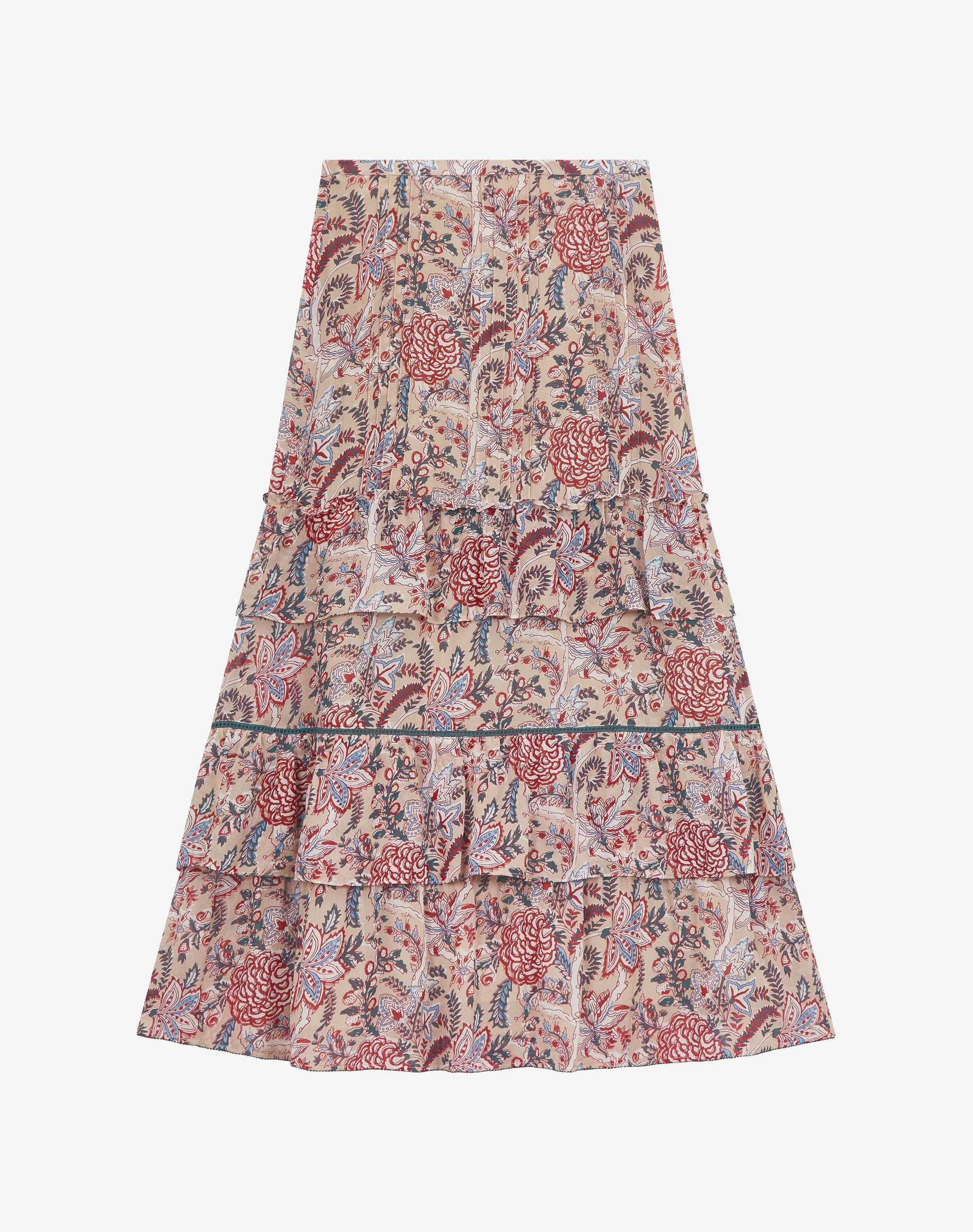Silk Botanical Print Skirt