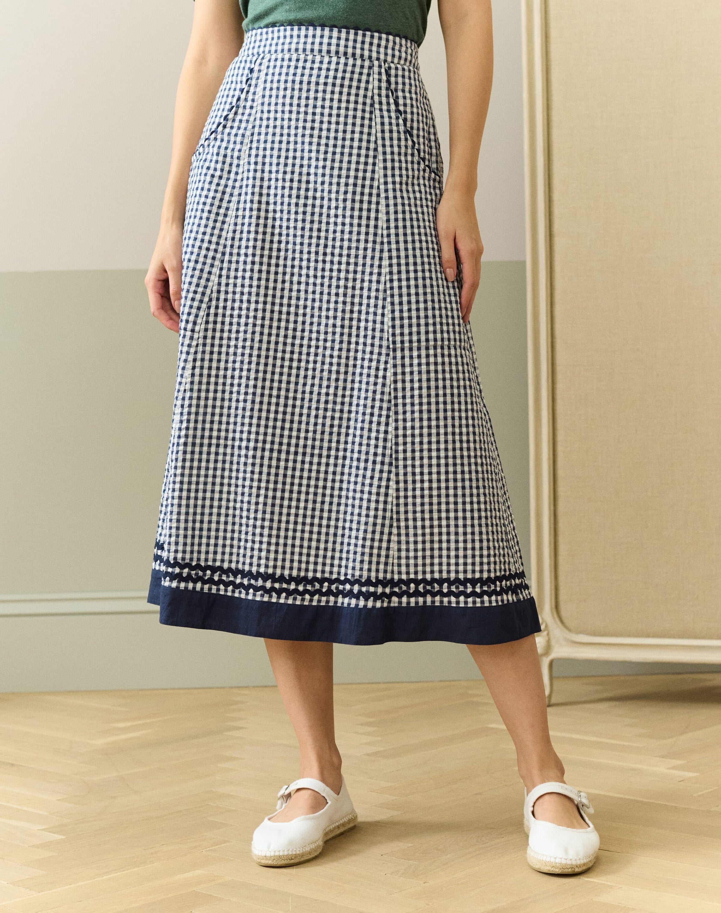 Cotton Gingham Ric Rac Skirt