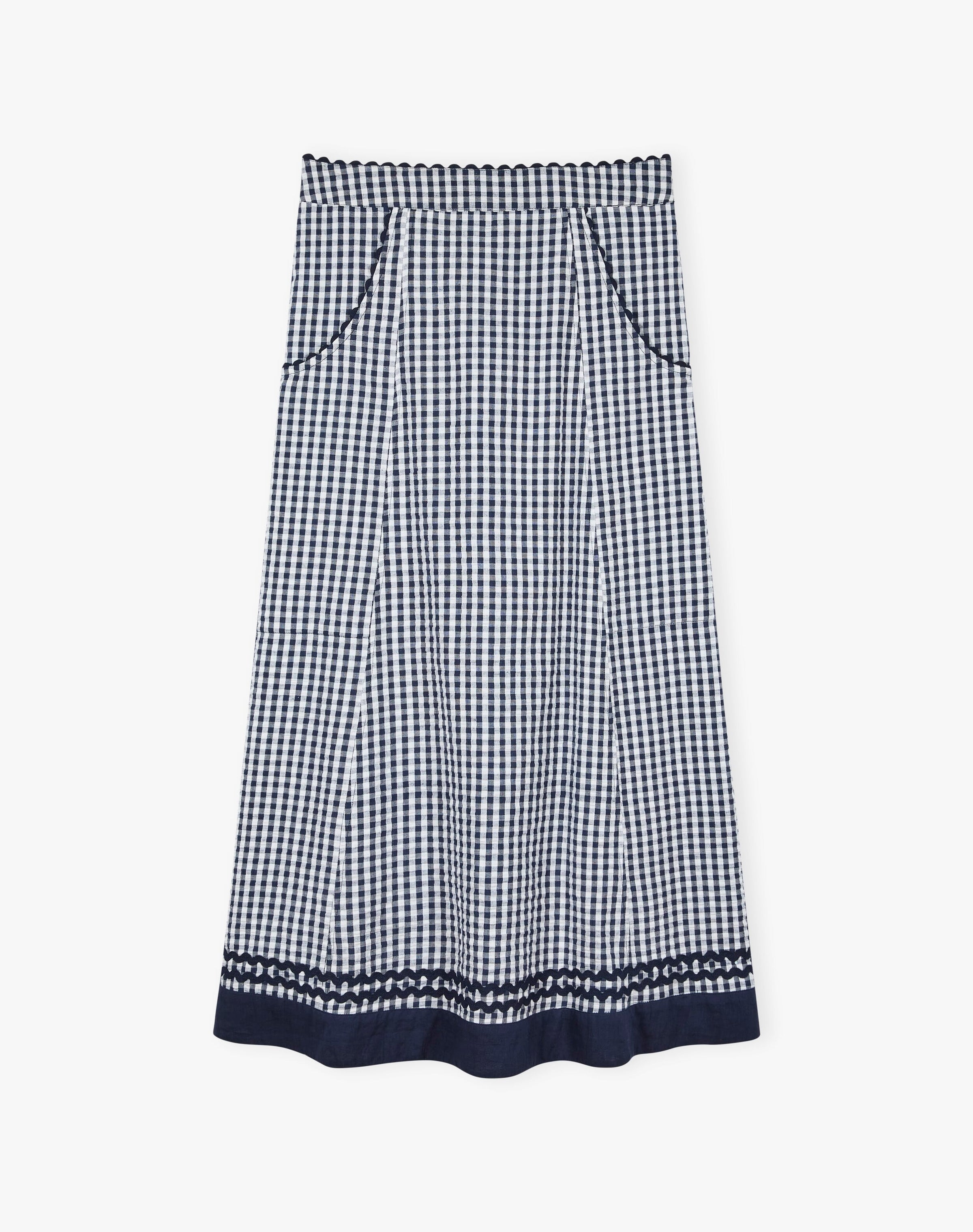 Cotton Gingham Ric Rac Skirt