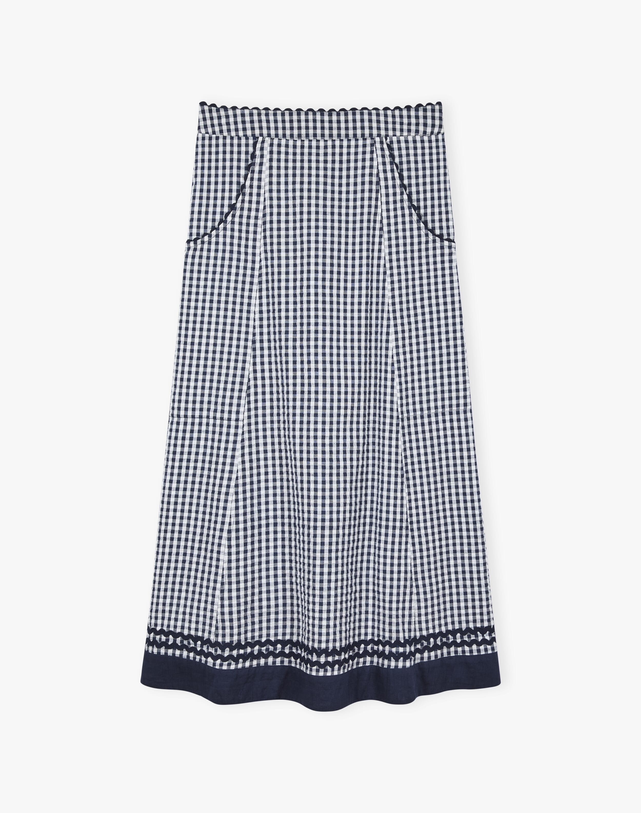 Cotton Gingham Ric Rac Skirt