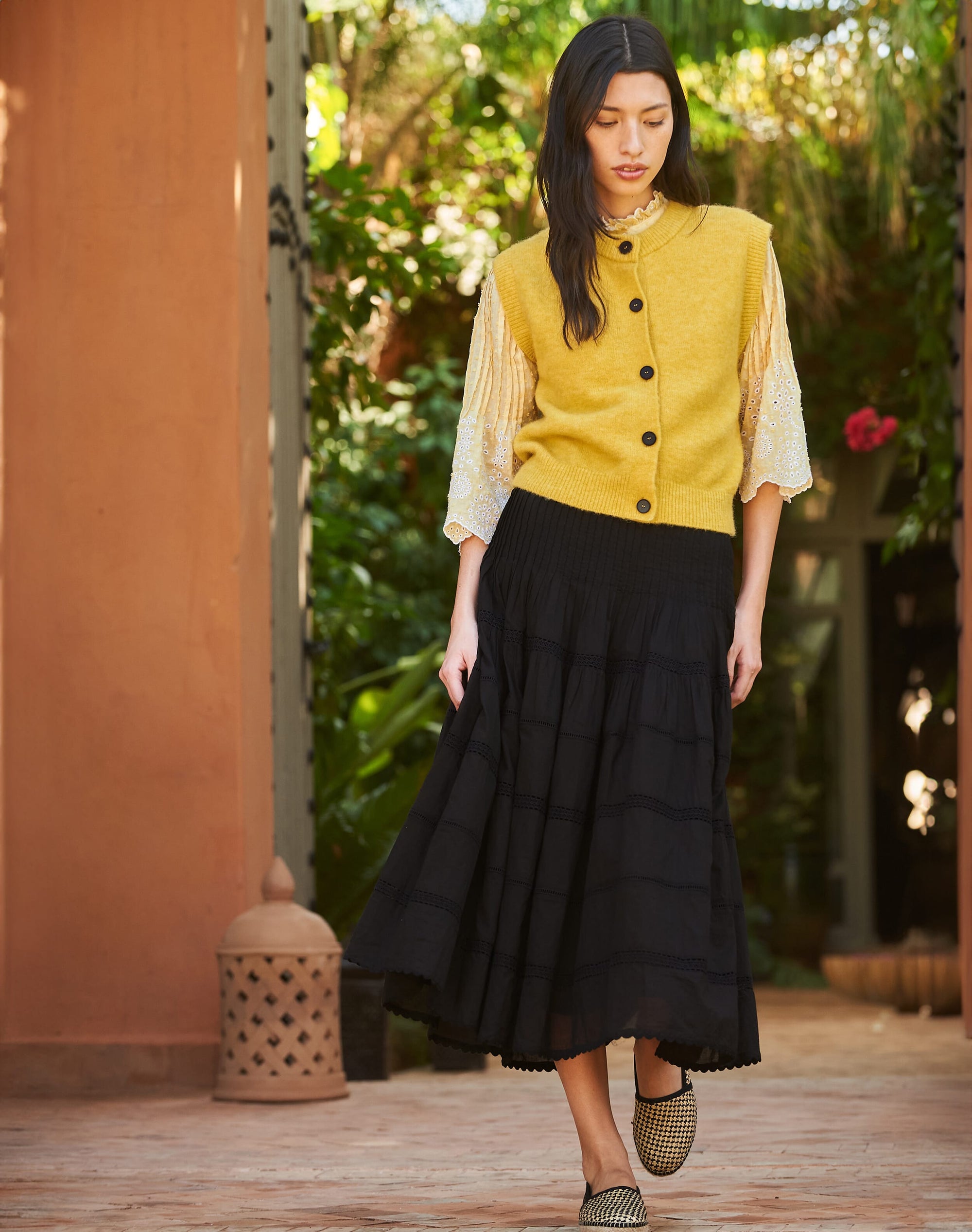 Cotton Pintuck Skirt