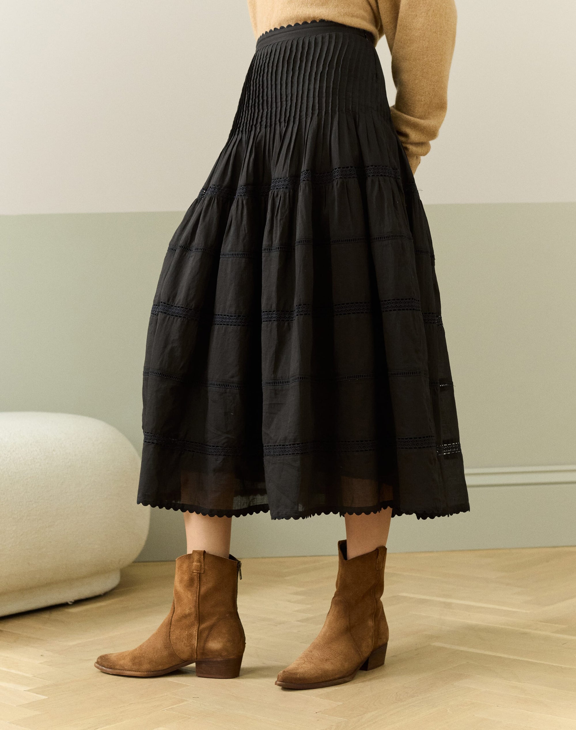 Cotton Pintuck Skirt