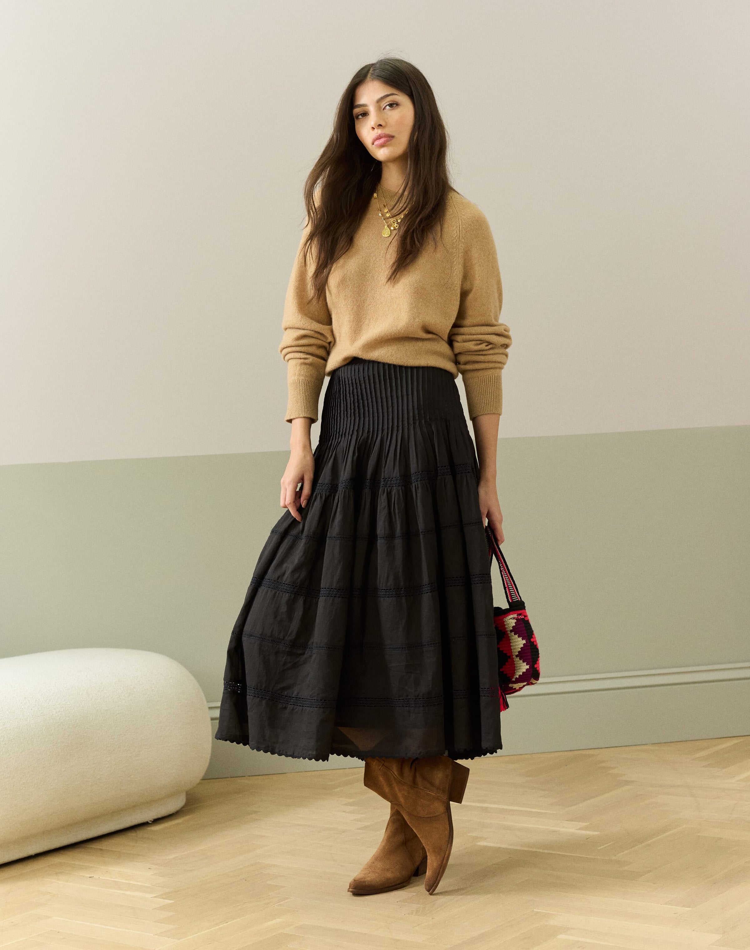 Cotton Pintuck Skirt