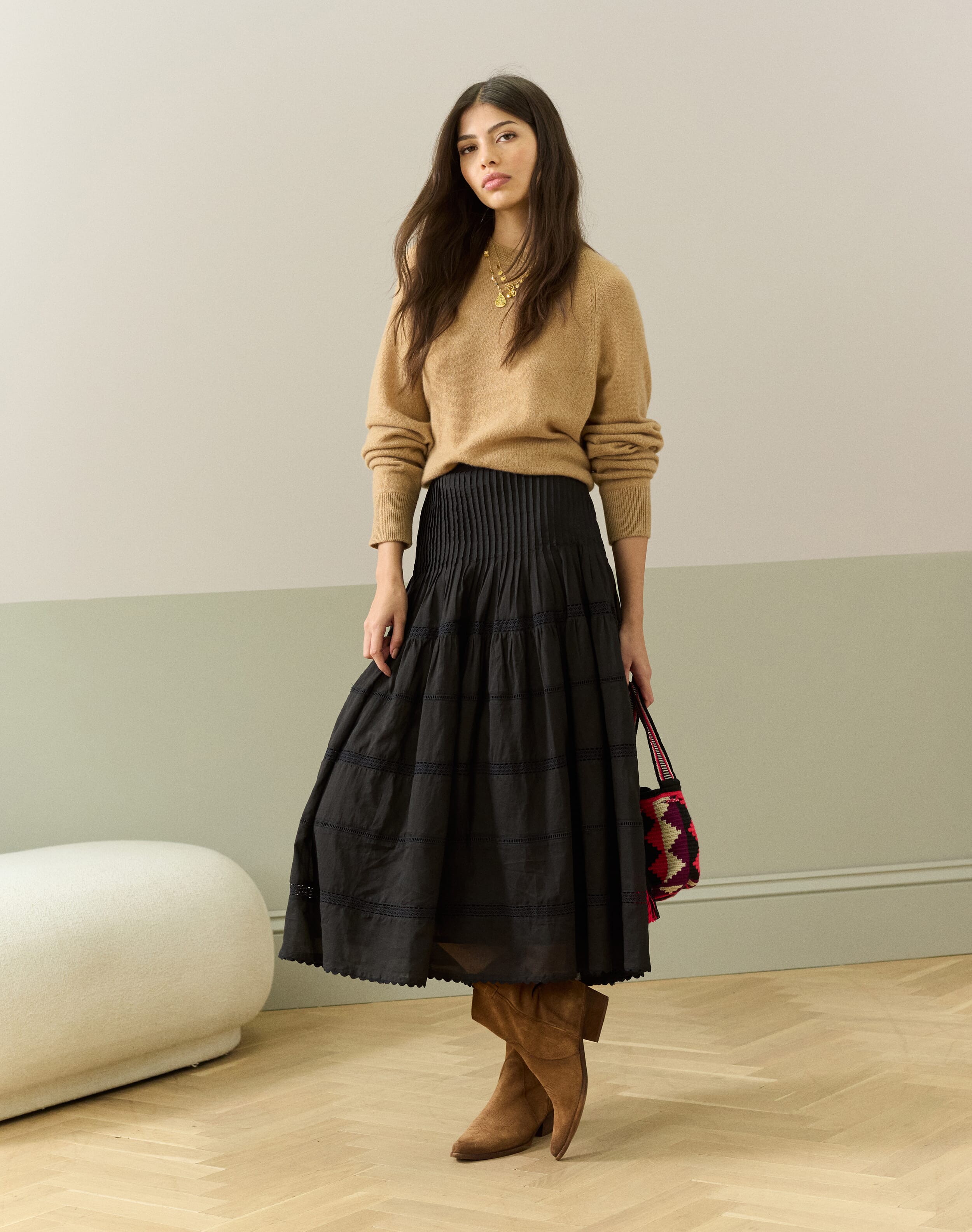 Cotton Pintuck Skirt