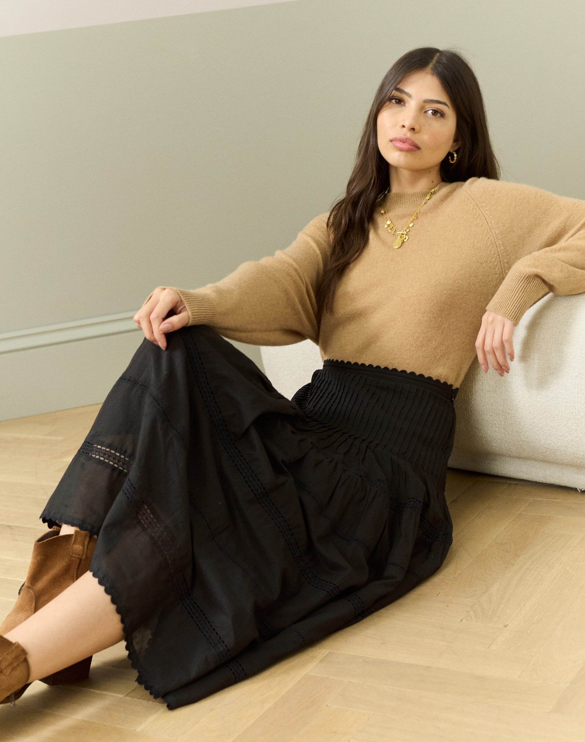 Cotton Pintuck Skirt