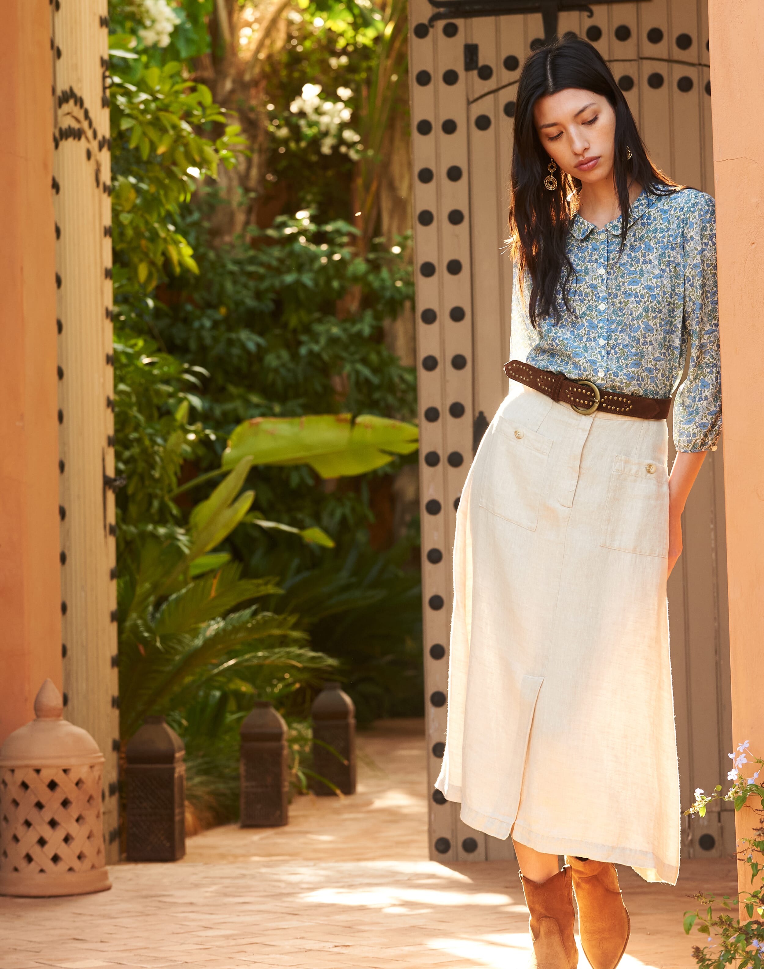 Herringbone Linen Skirt