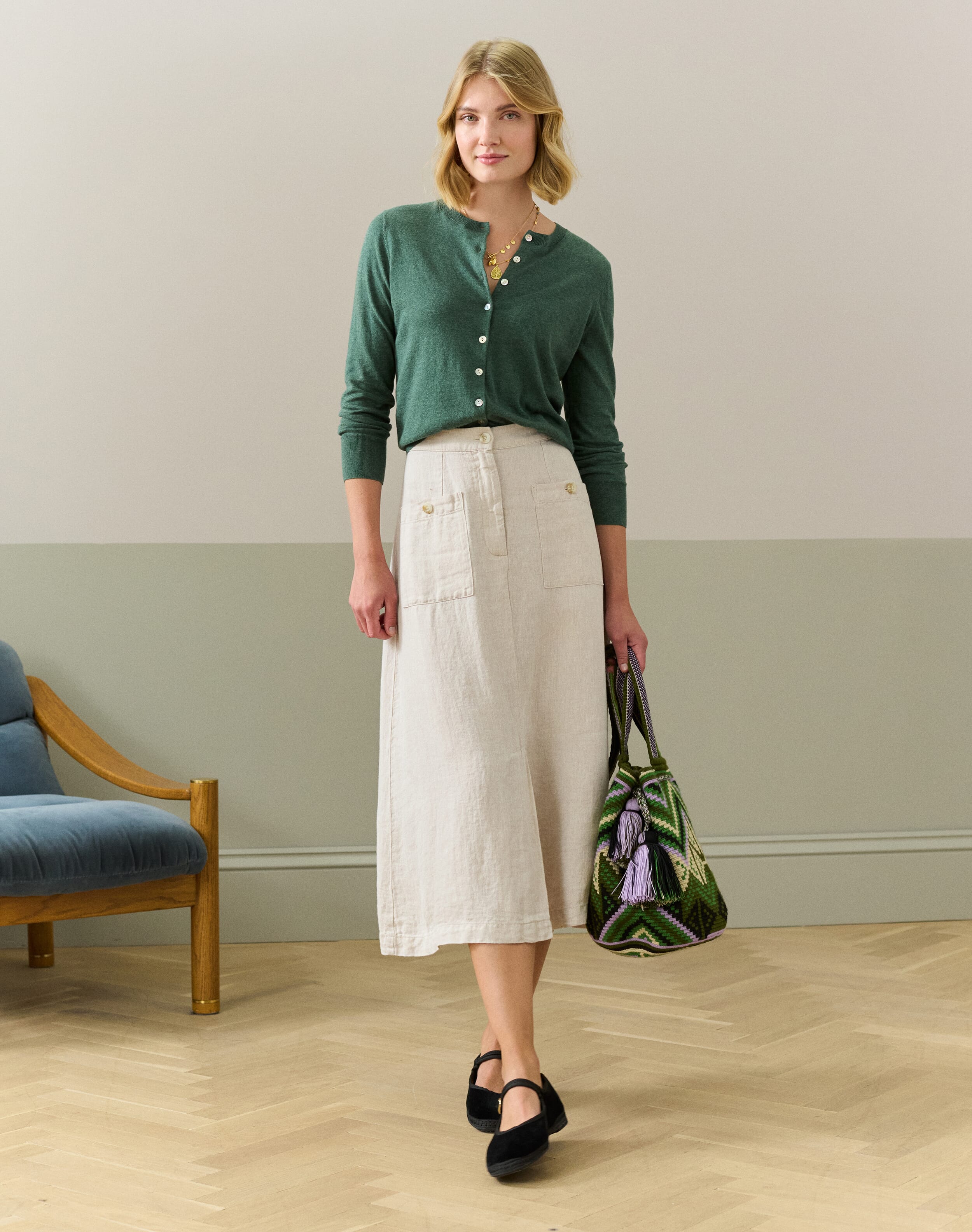 Herringbone Linen Skirt