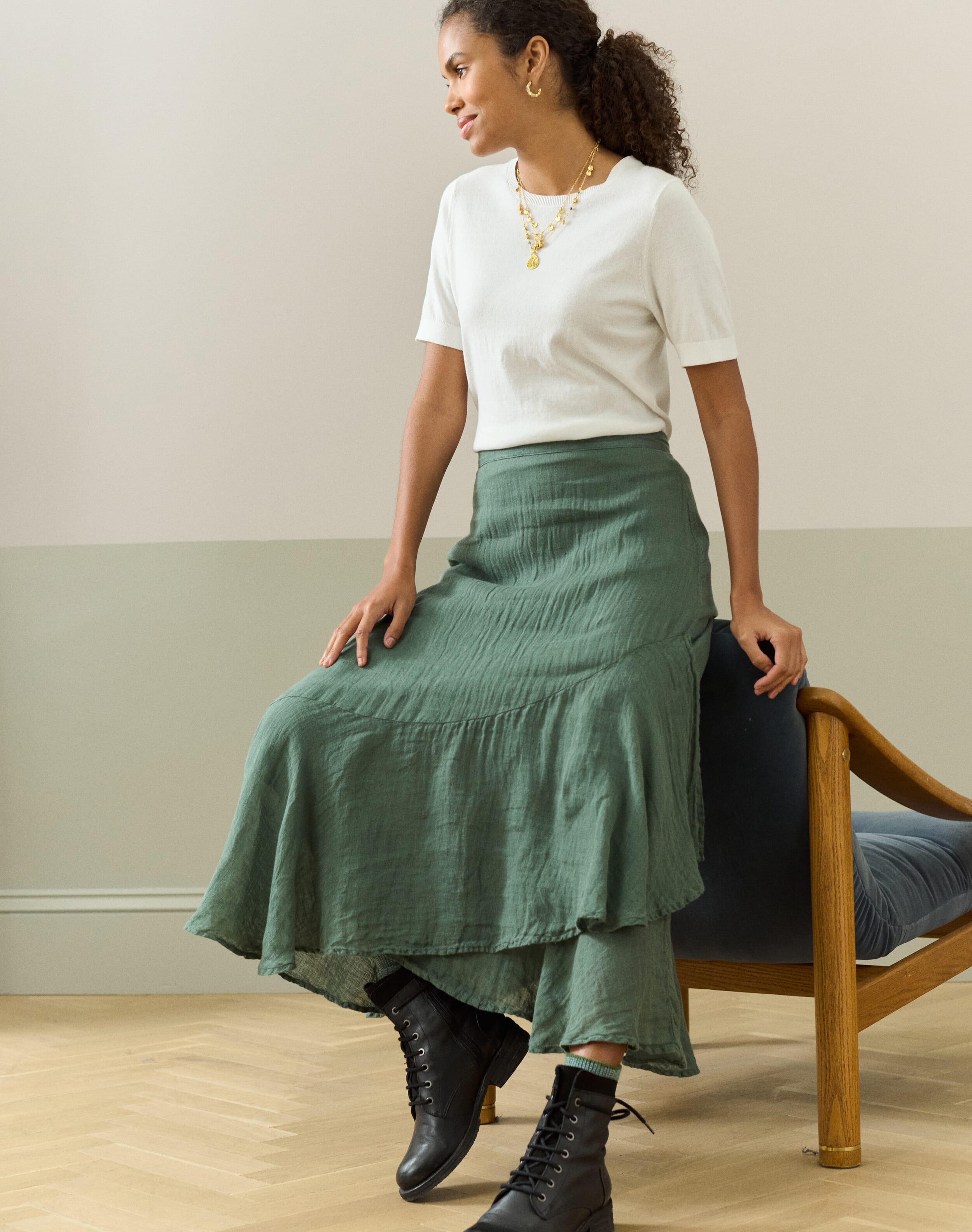 Gauzy Linen Frill Skirt