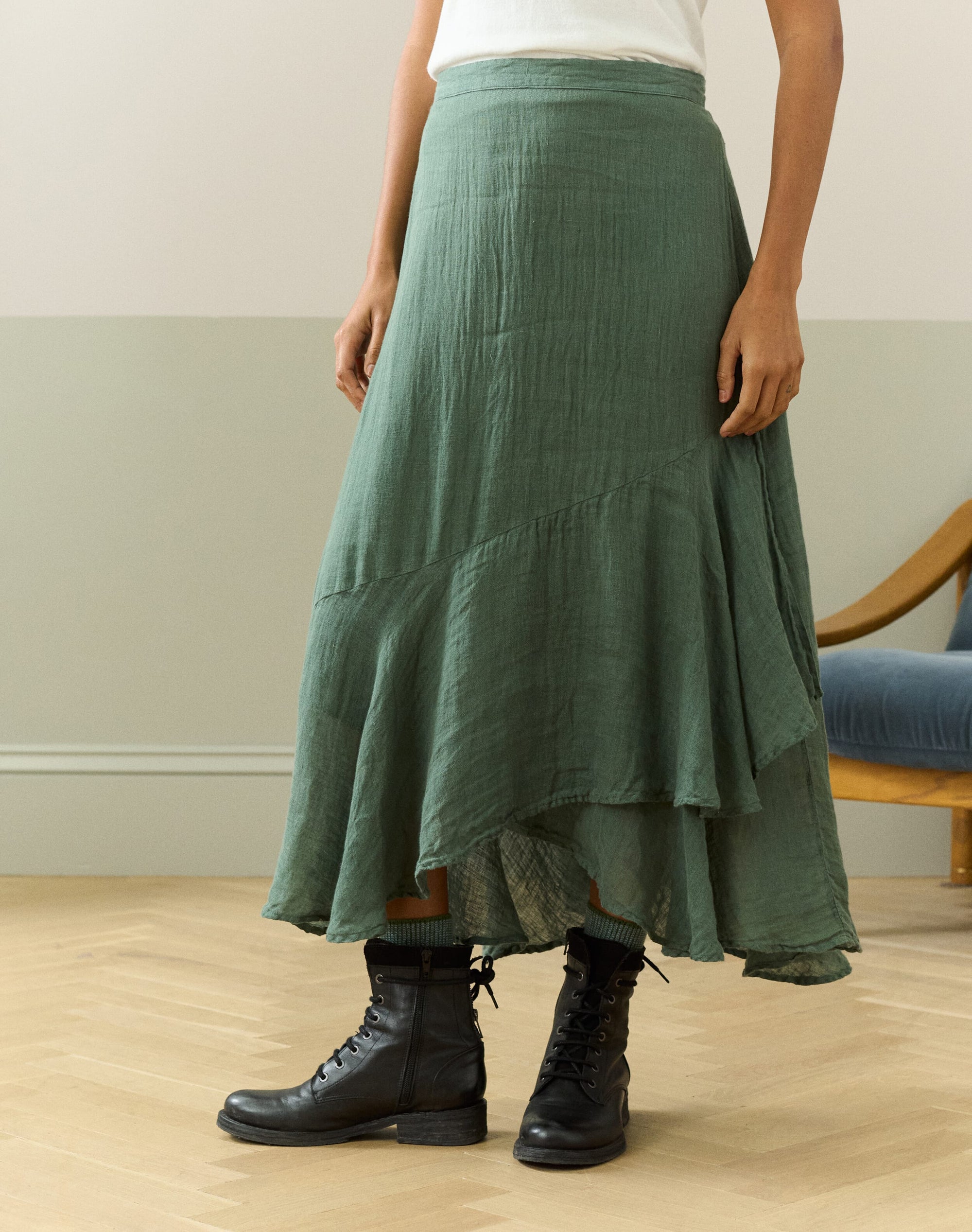 Gauzy Linen Frill Skirt