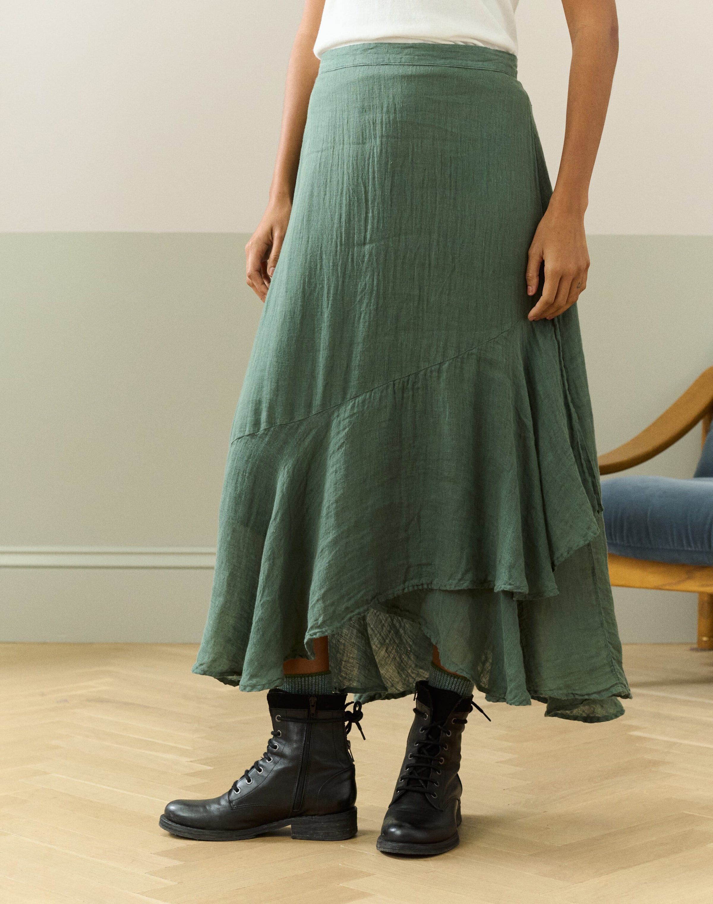 Gauzy Linen Frill Skirt