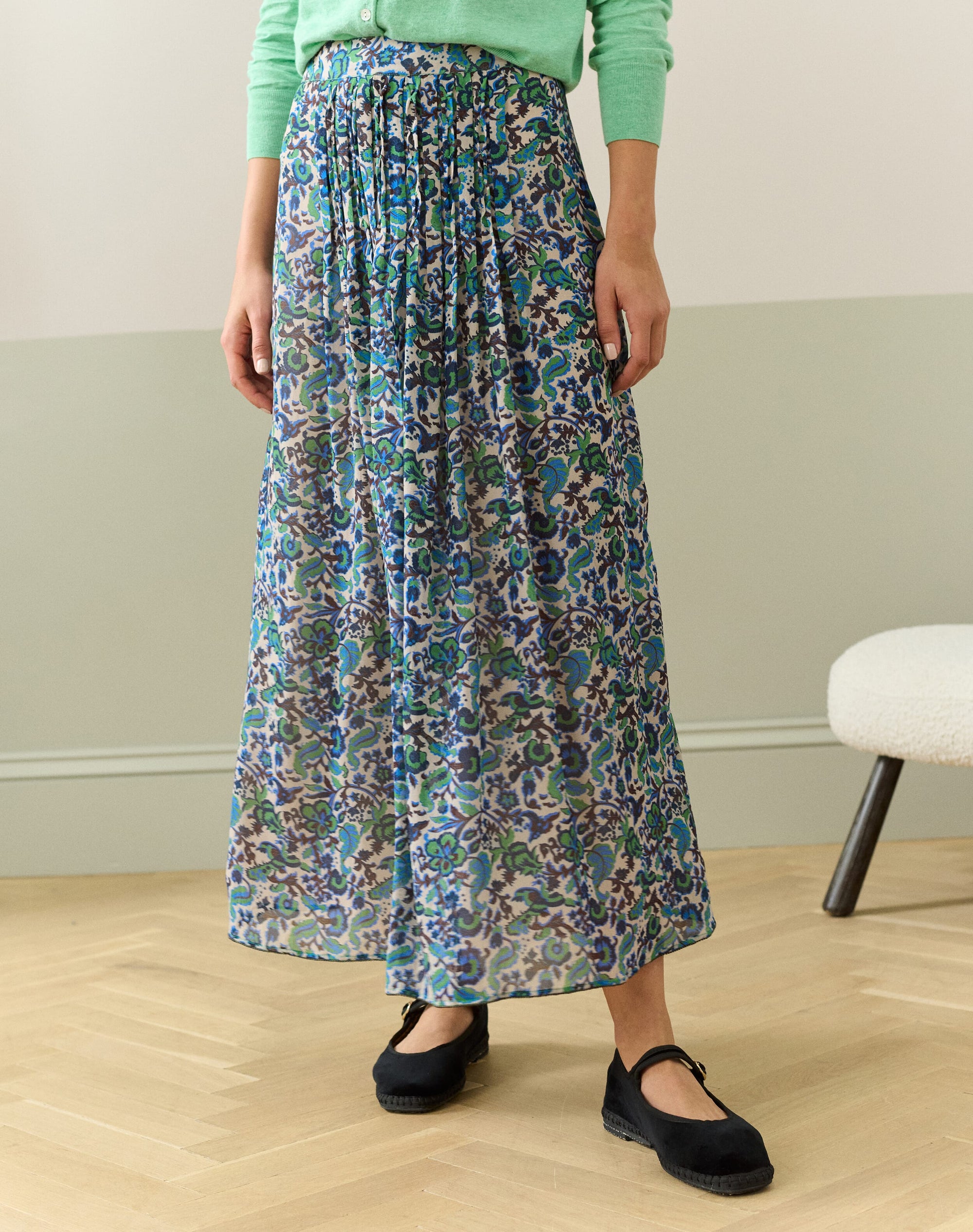 Silk Pleated Skirt