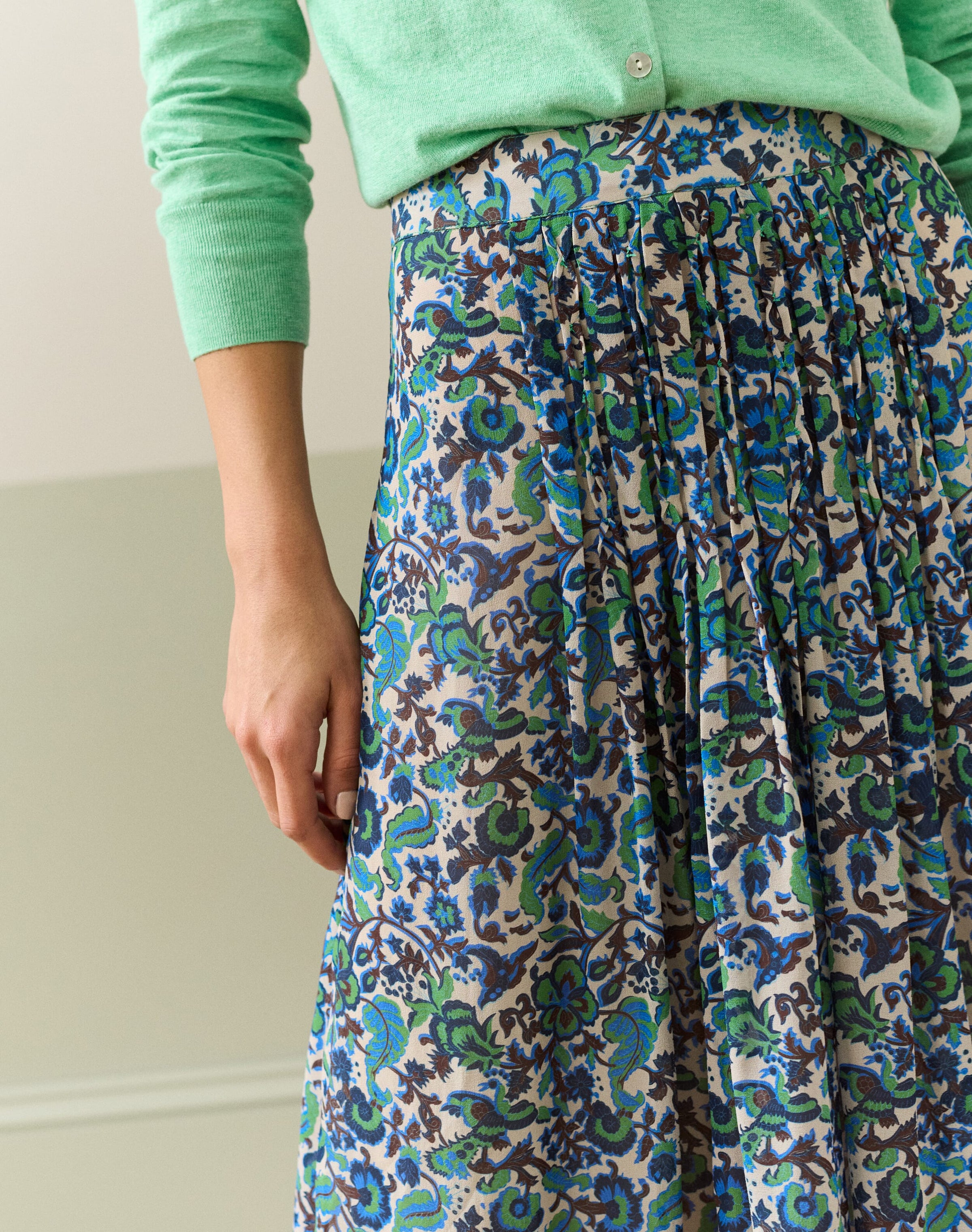 Silk Pleated Skirt