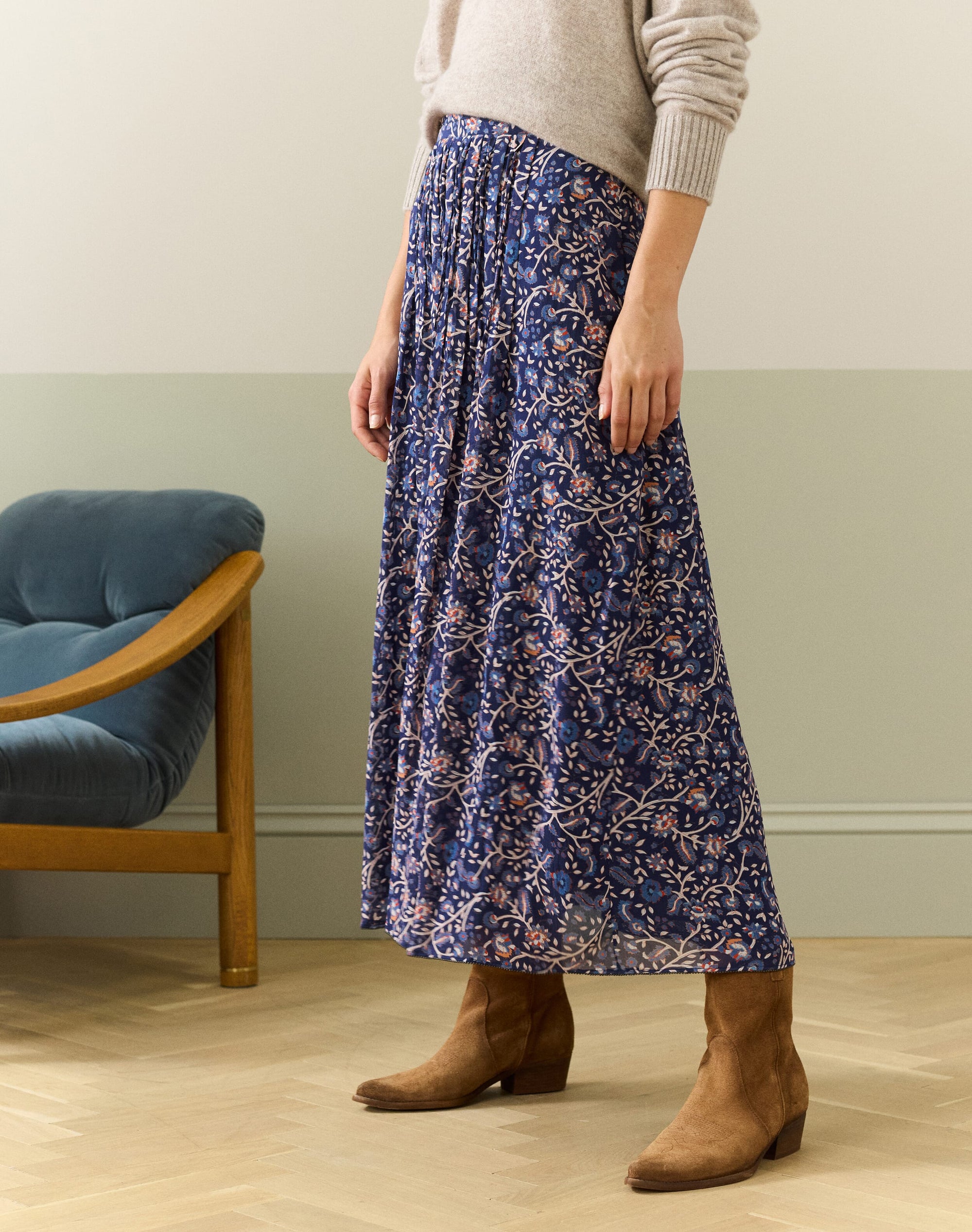 Silk Pleated Skirt