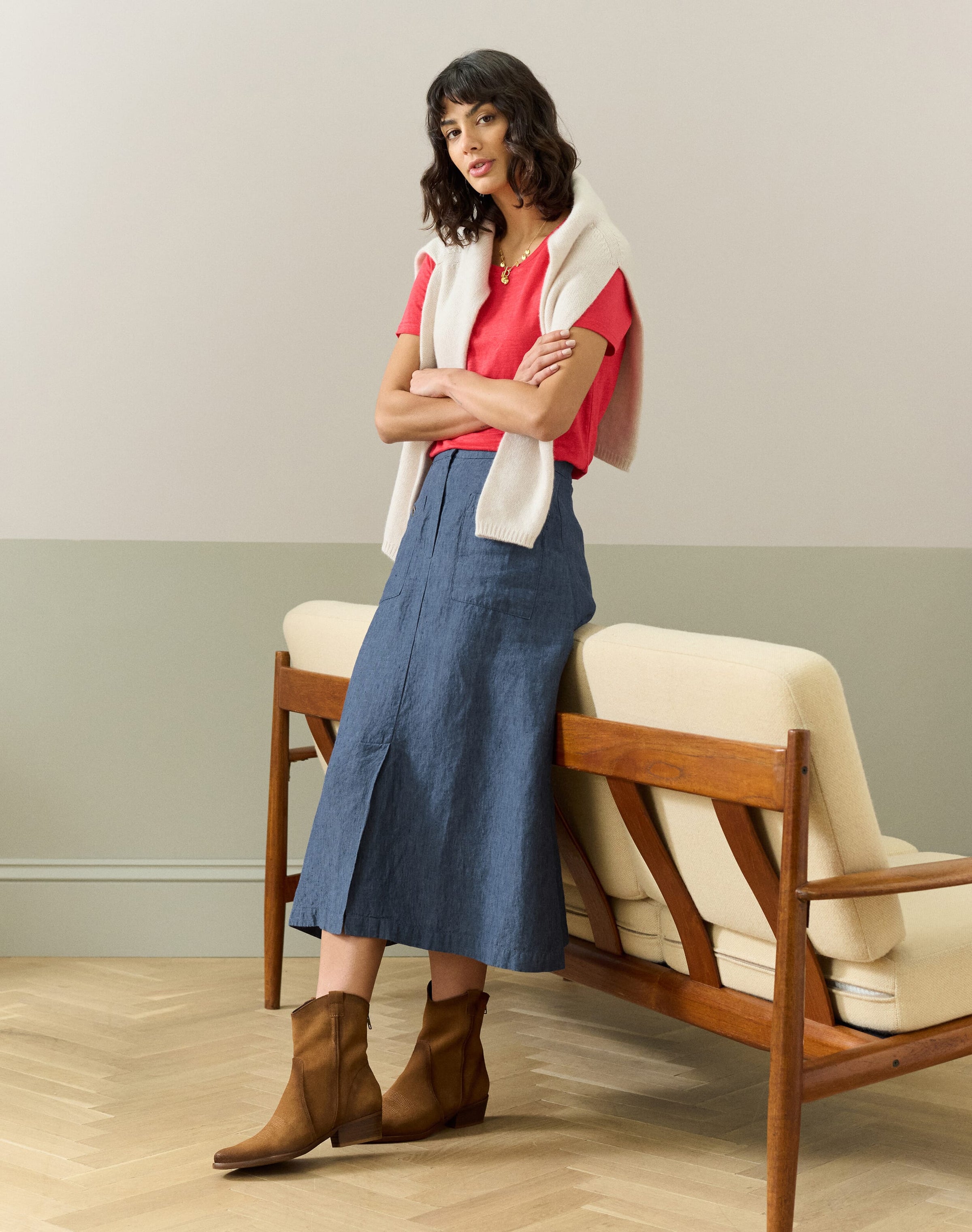 Cross Weave Linen Skirt