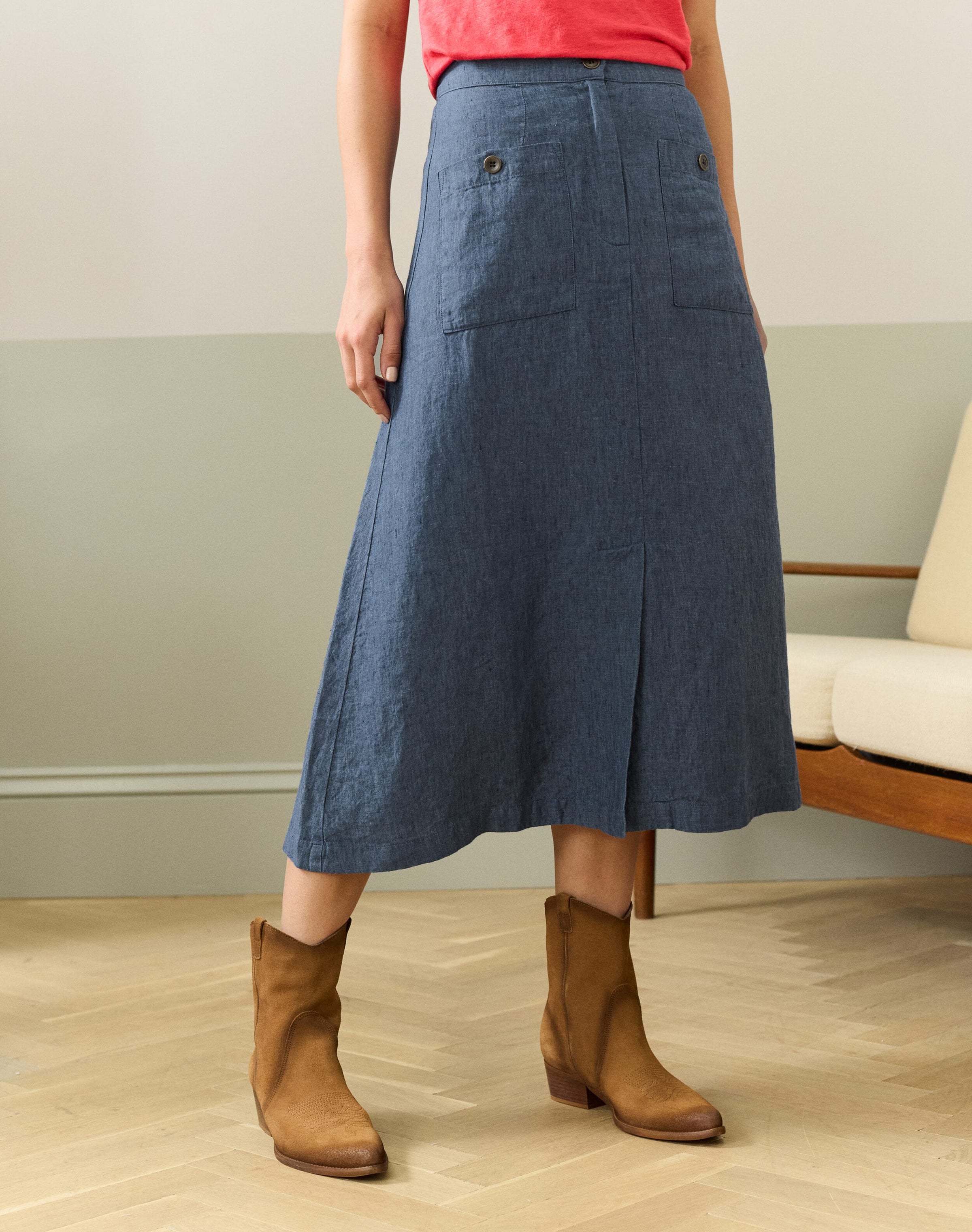 Cross Weave Linen Skirt