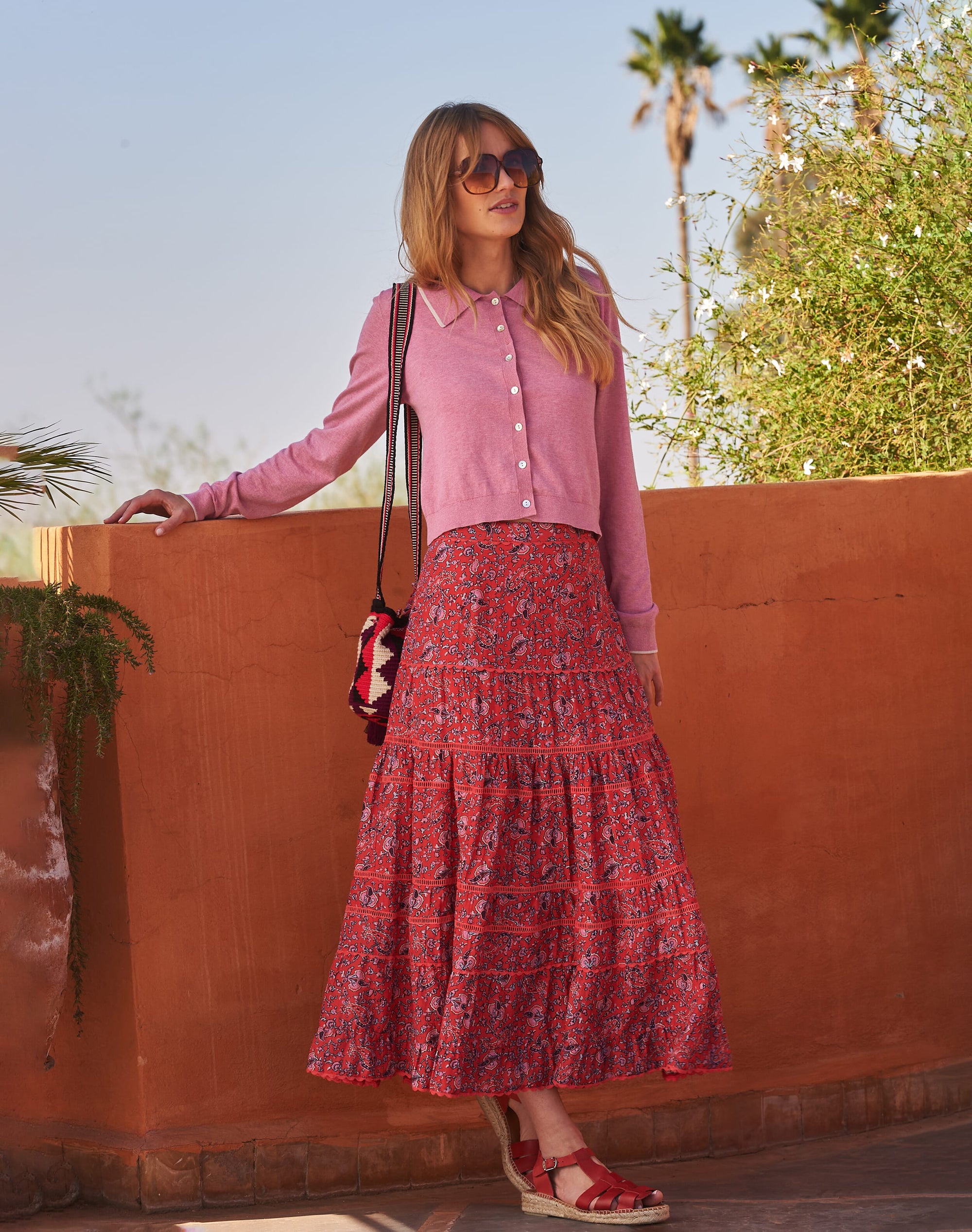 Silk Cotton Tiered Skirt