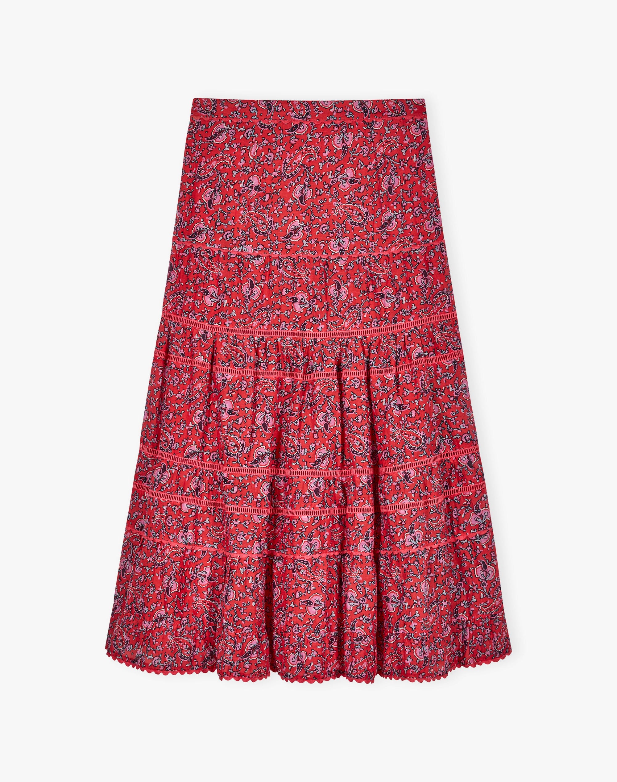 Silk Cotton Tiered Skirt