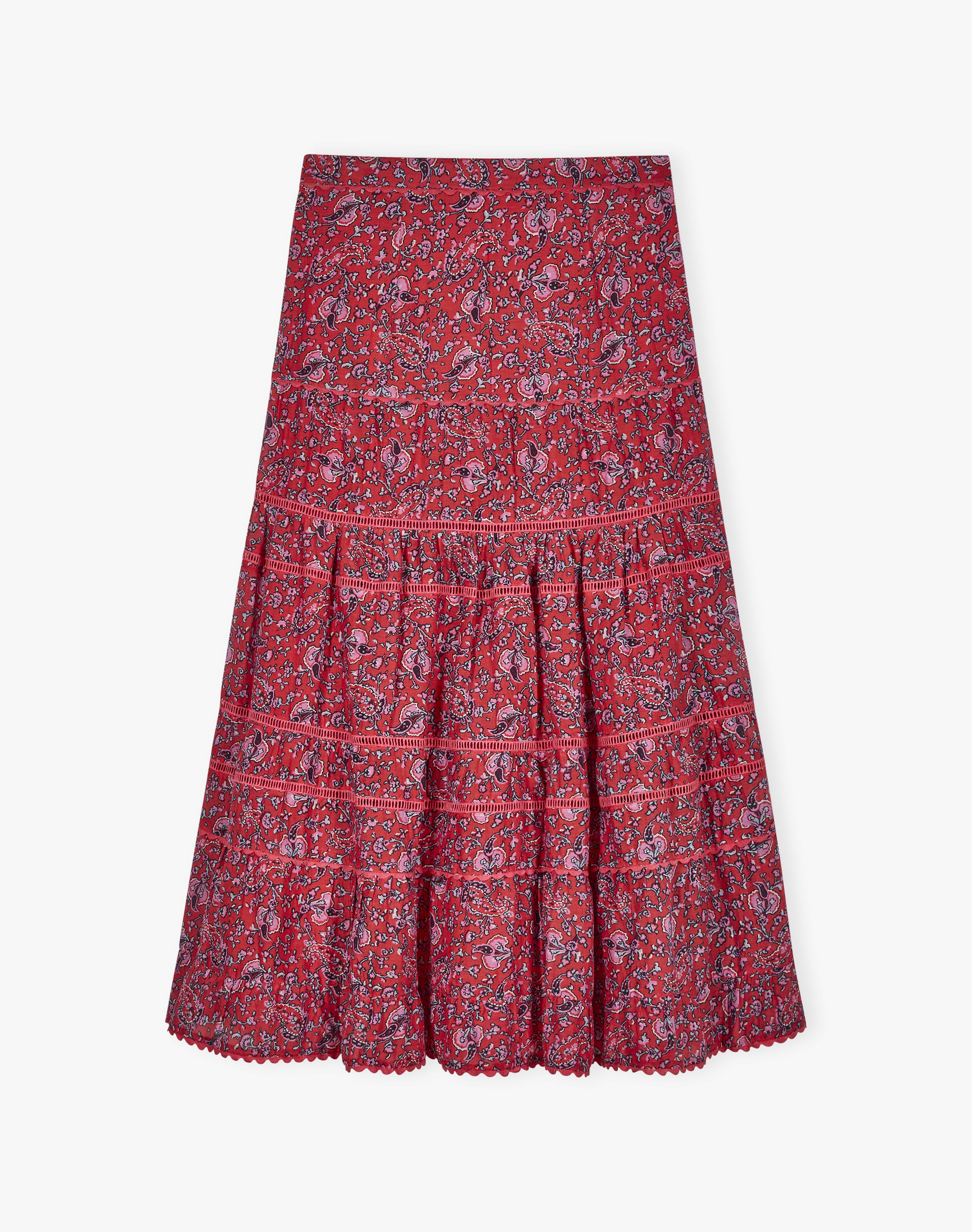 Silk Cotton Tiered Skirt