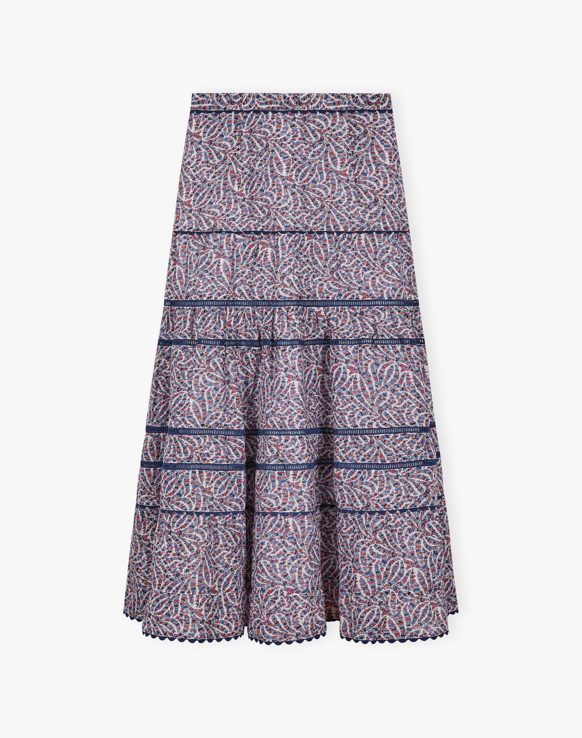 Silk Cotton Tiered Skirt