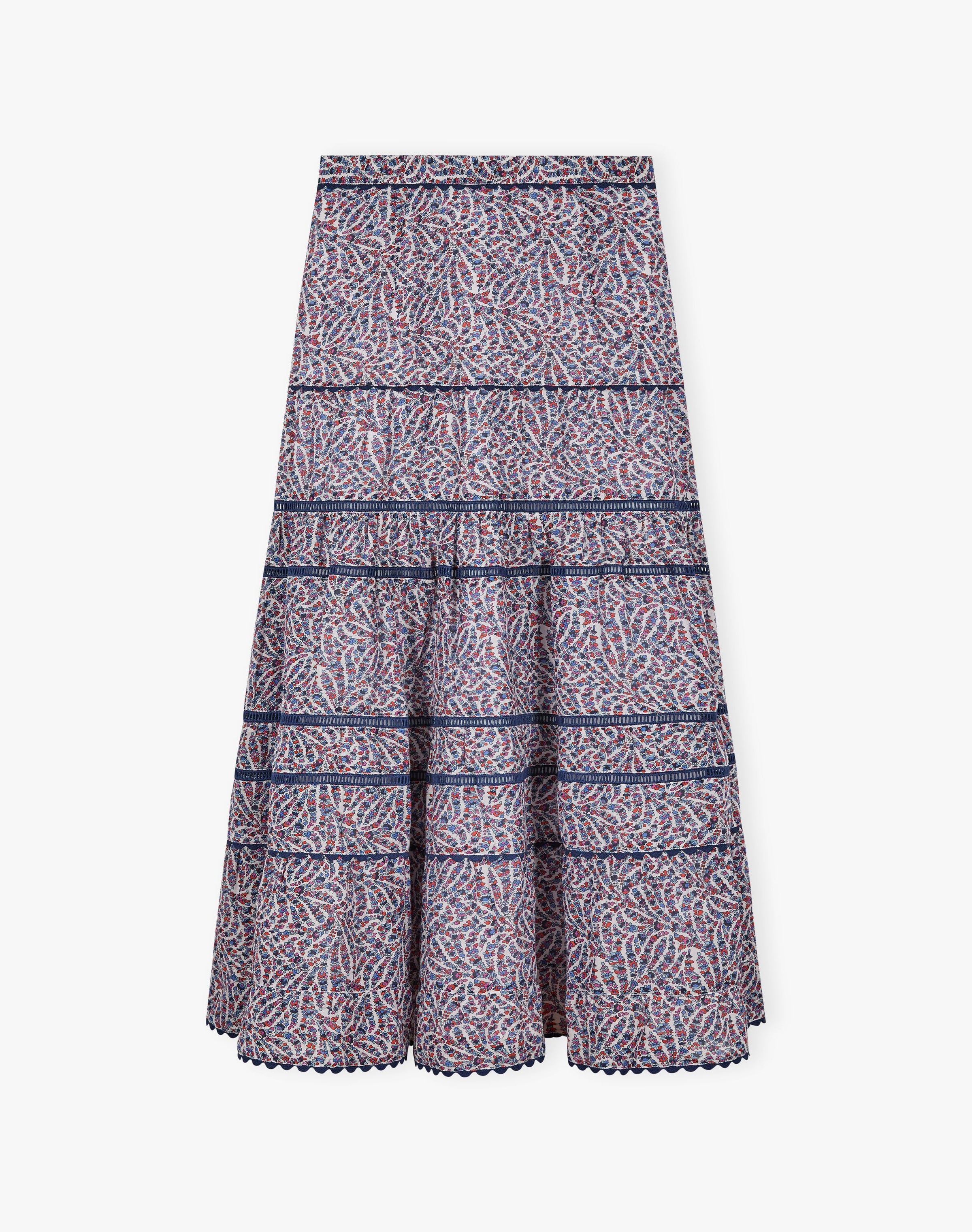 Silk Cotton Tiered Skirt