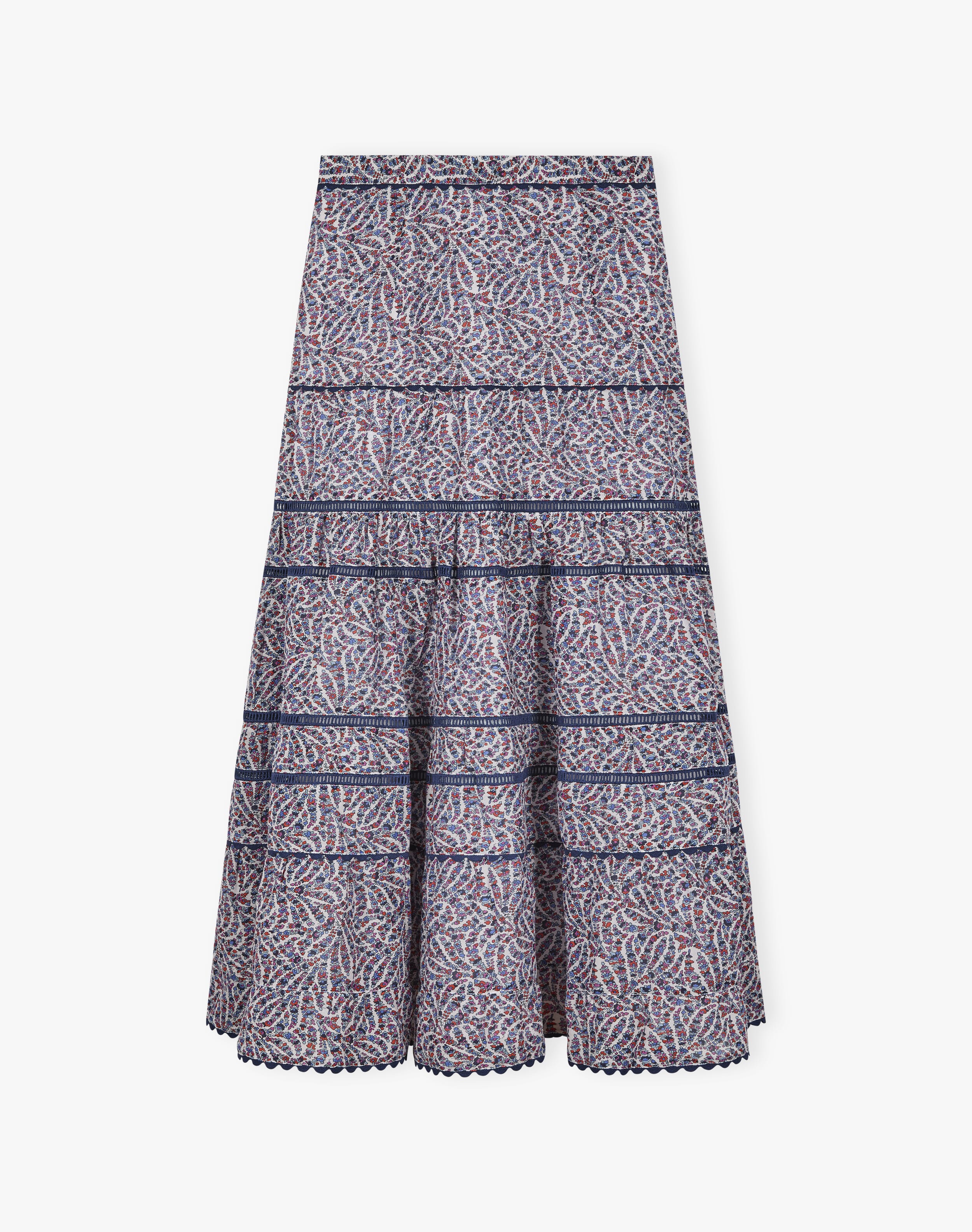 Silk Cotton Tiered Skirt