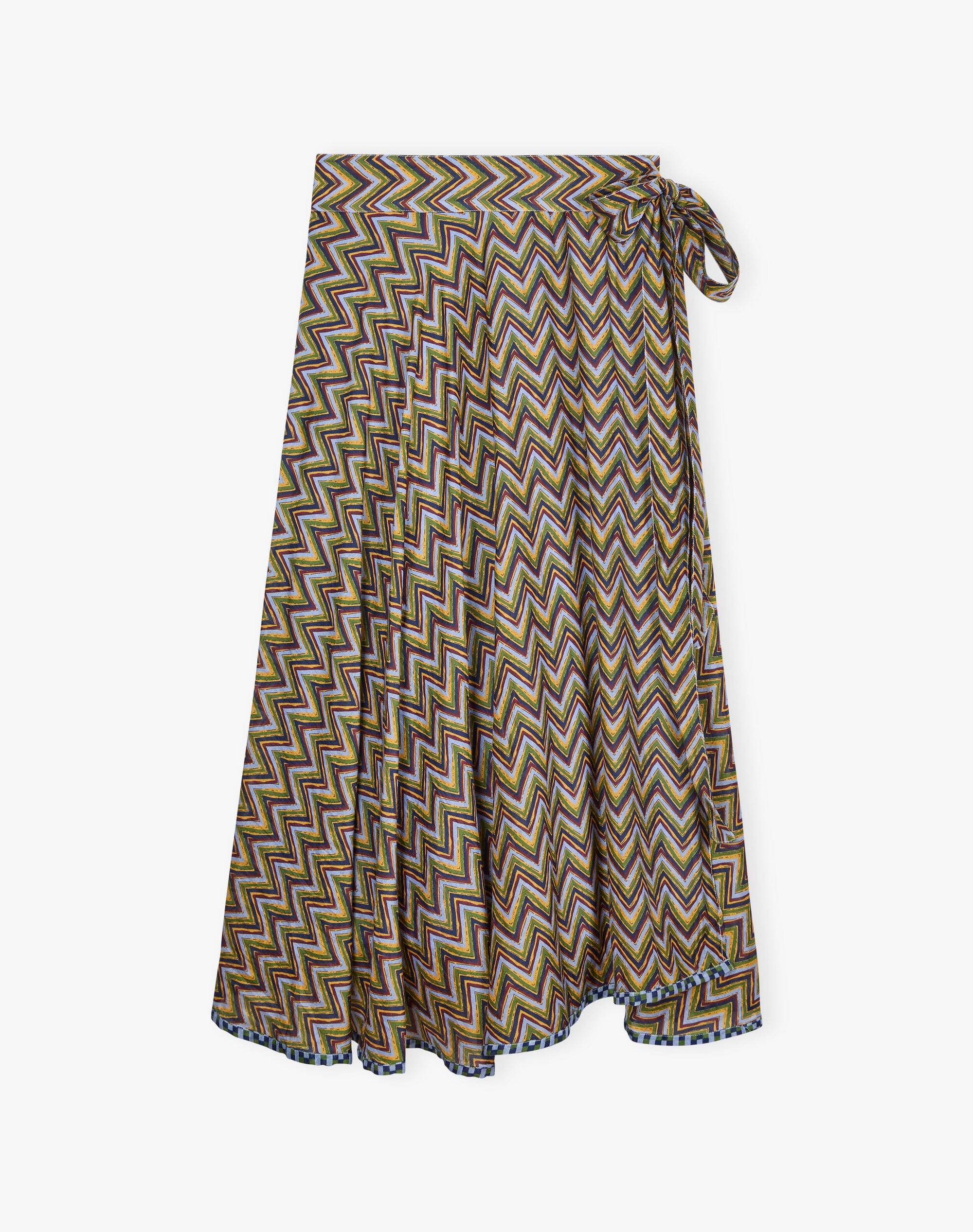 Silk Cotton Zig Zag Wrap Skirt