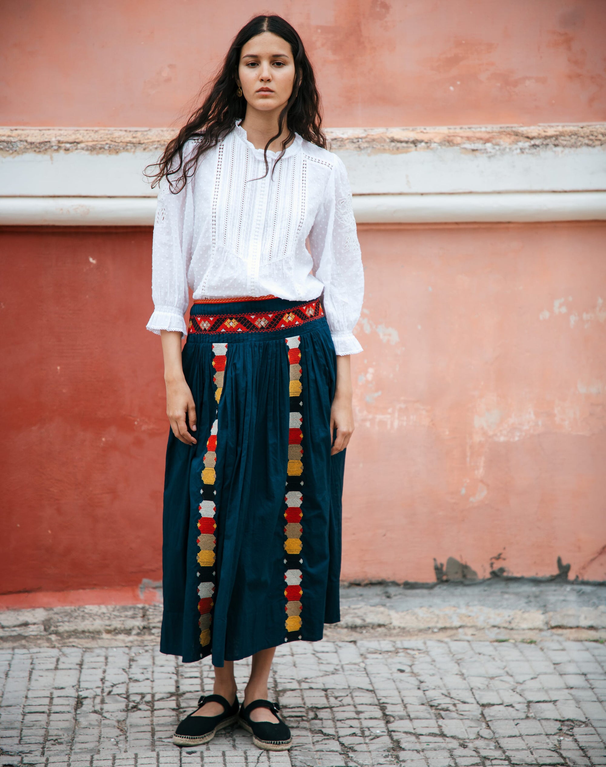 Cotton Folk Embroidered Skirt