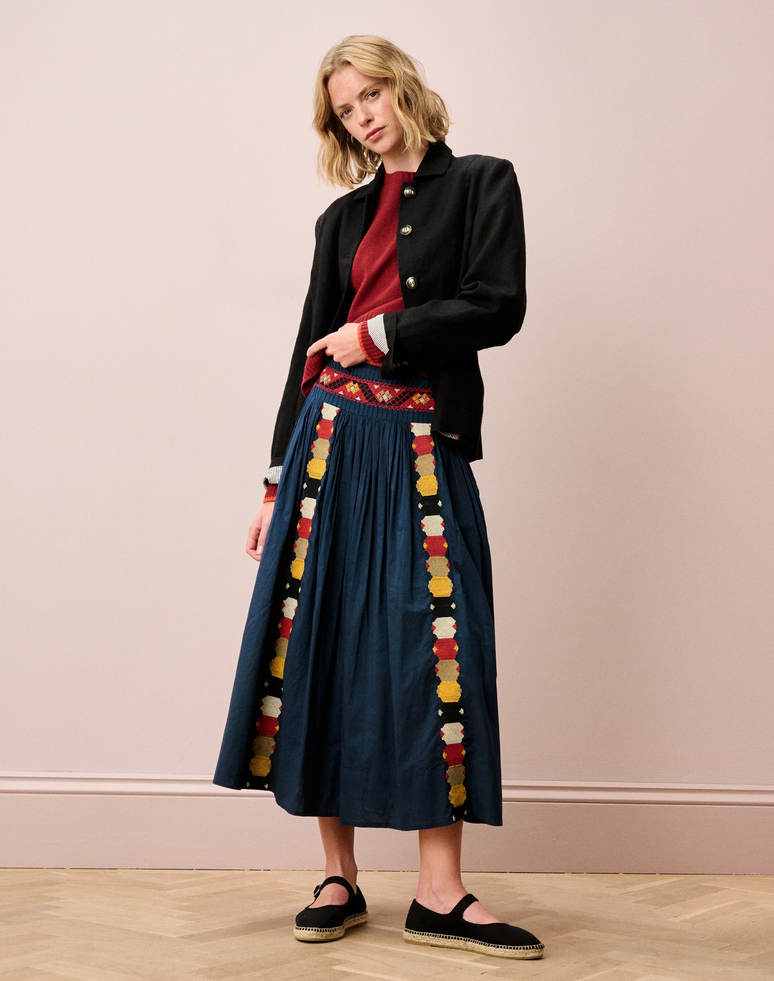 Cotton Folk Embroidered Skirt