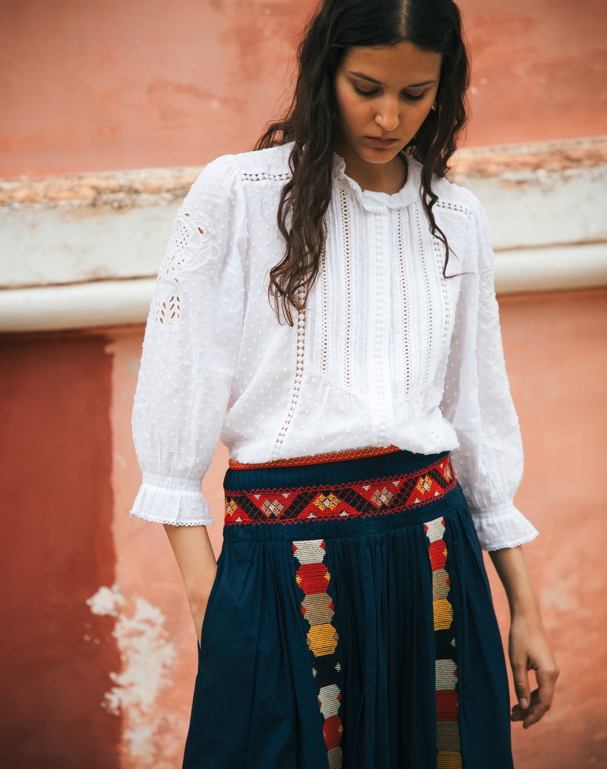 Cotton Folk Embroidered Skirt