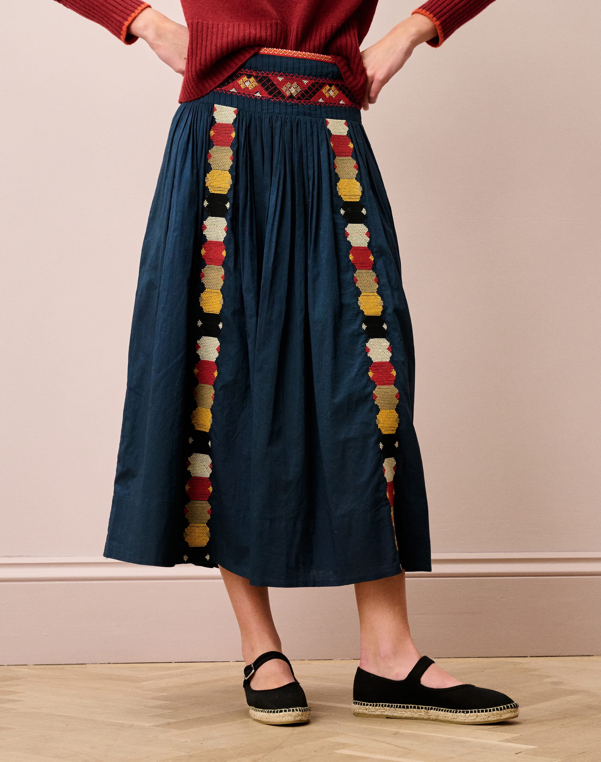 Cotton Folk Embroidered Skirt