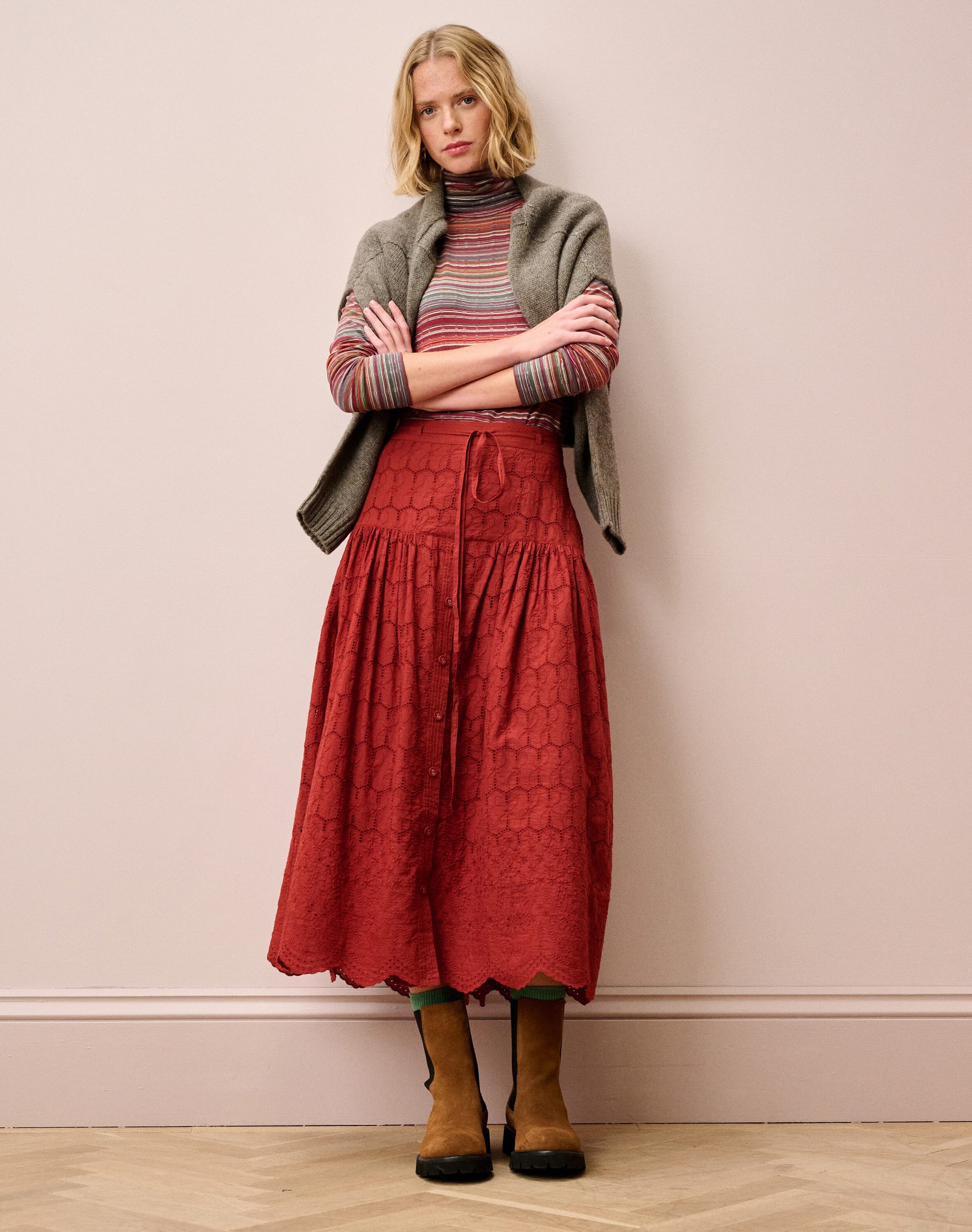 Organic Cotton Broderie Anglaise Skirt