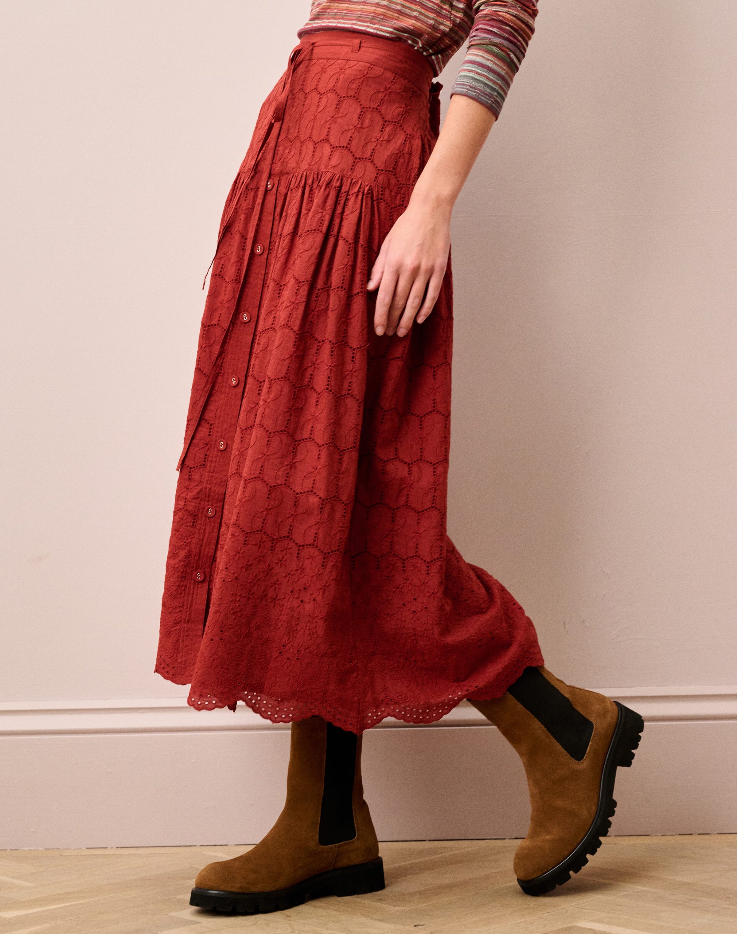 Organic Cotton Broderie Anglaise Skirt