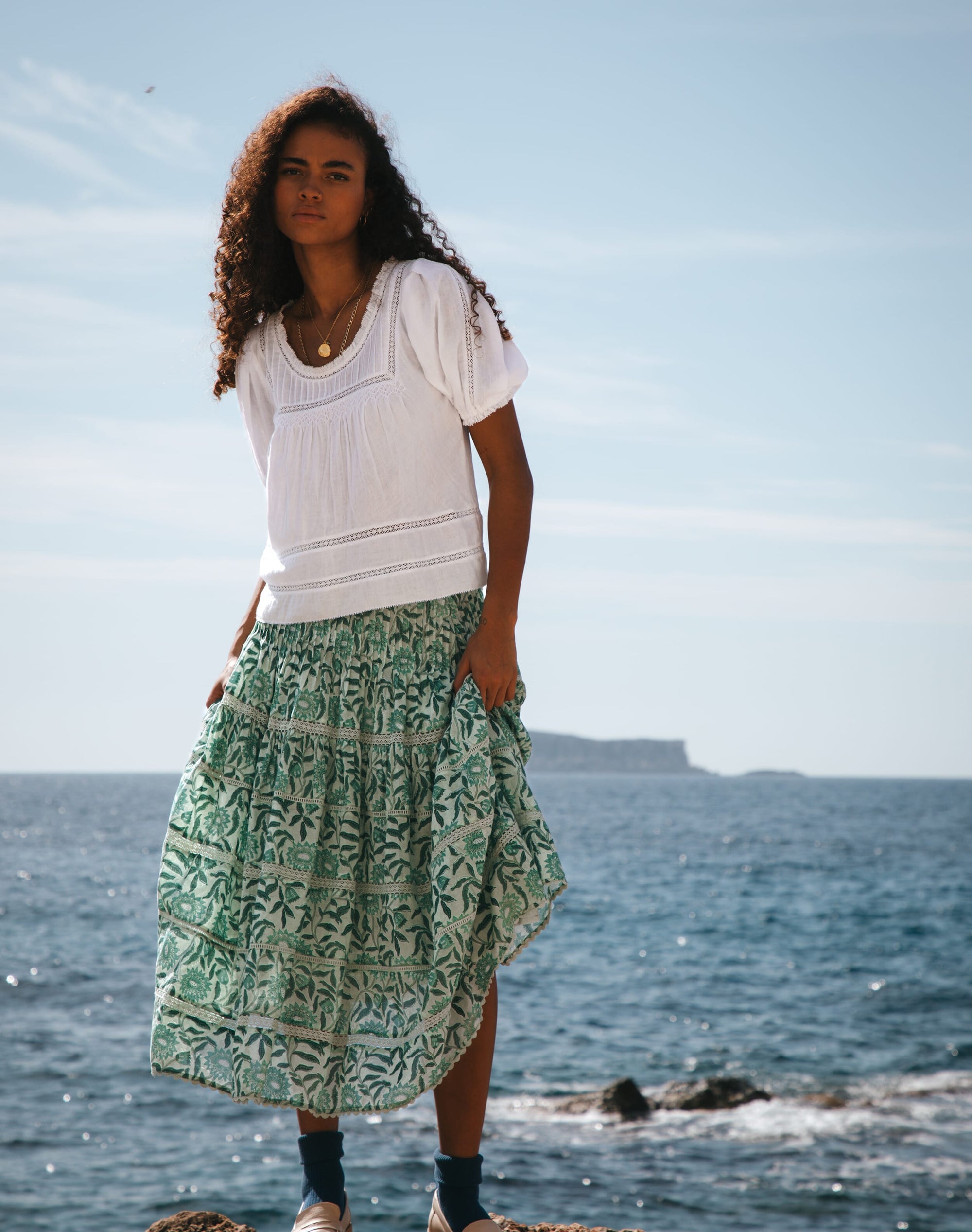 Organic Cotton Block Print Skirt